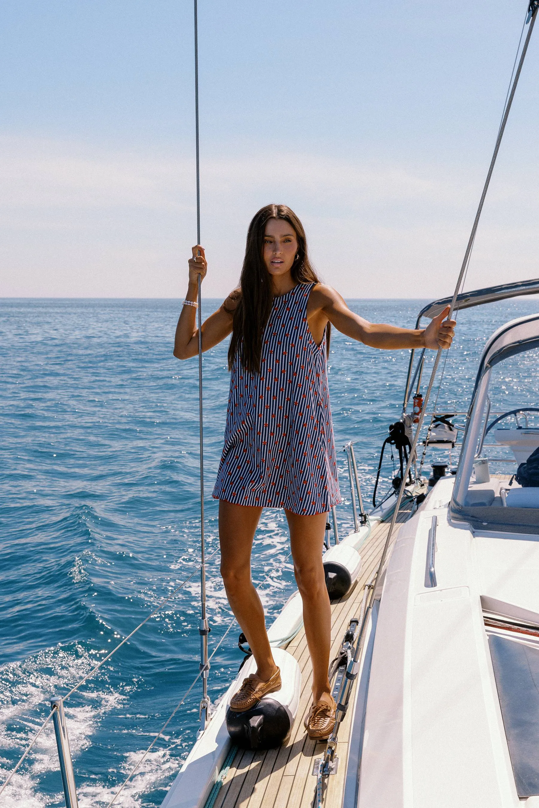 Caprina Mini Dress Star Spangled Seas Linen sold by Beach Riot product image thumbnail 5