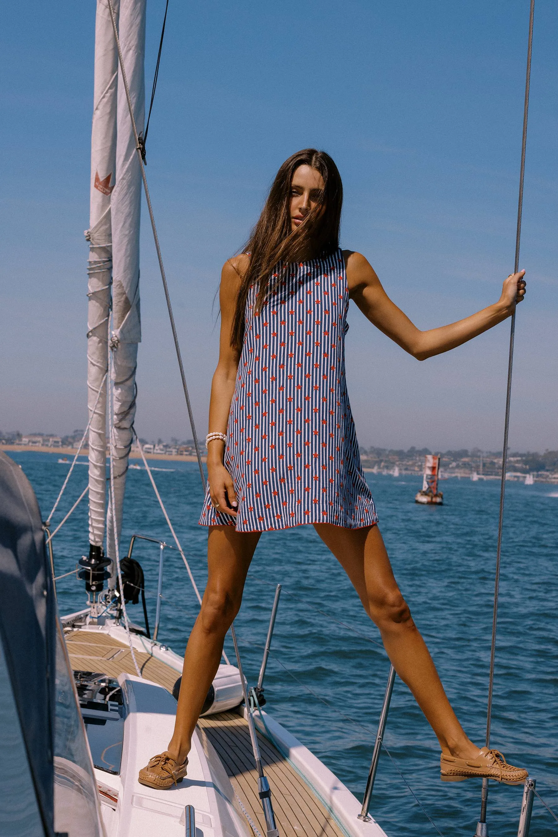 Caprina Mini Dress Star Spangled Seas Linen sold by Beach Riot product image thumbnail 3