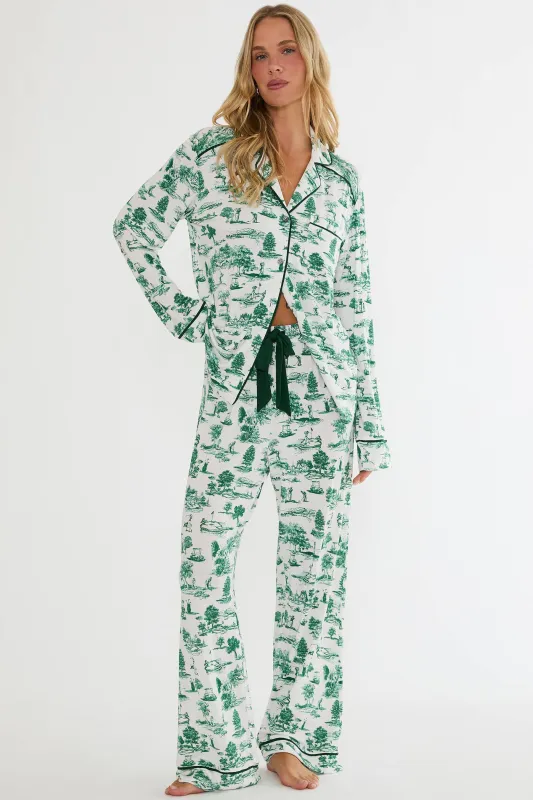 Livy Top & Connie Pant Set Green Fairway Toile made by Beach Riot