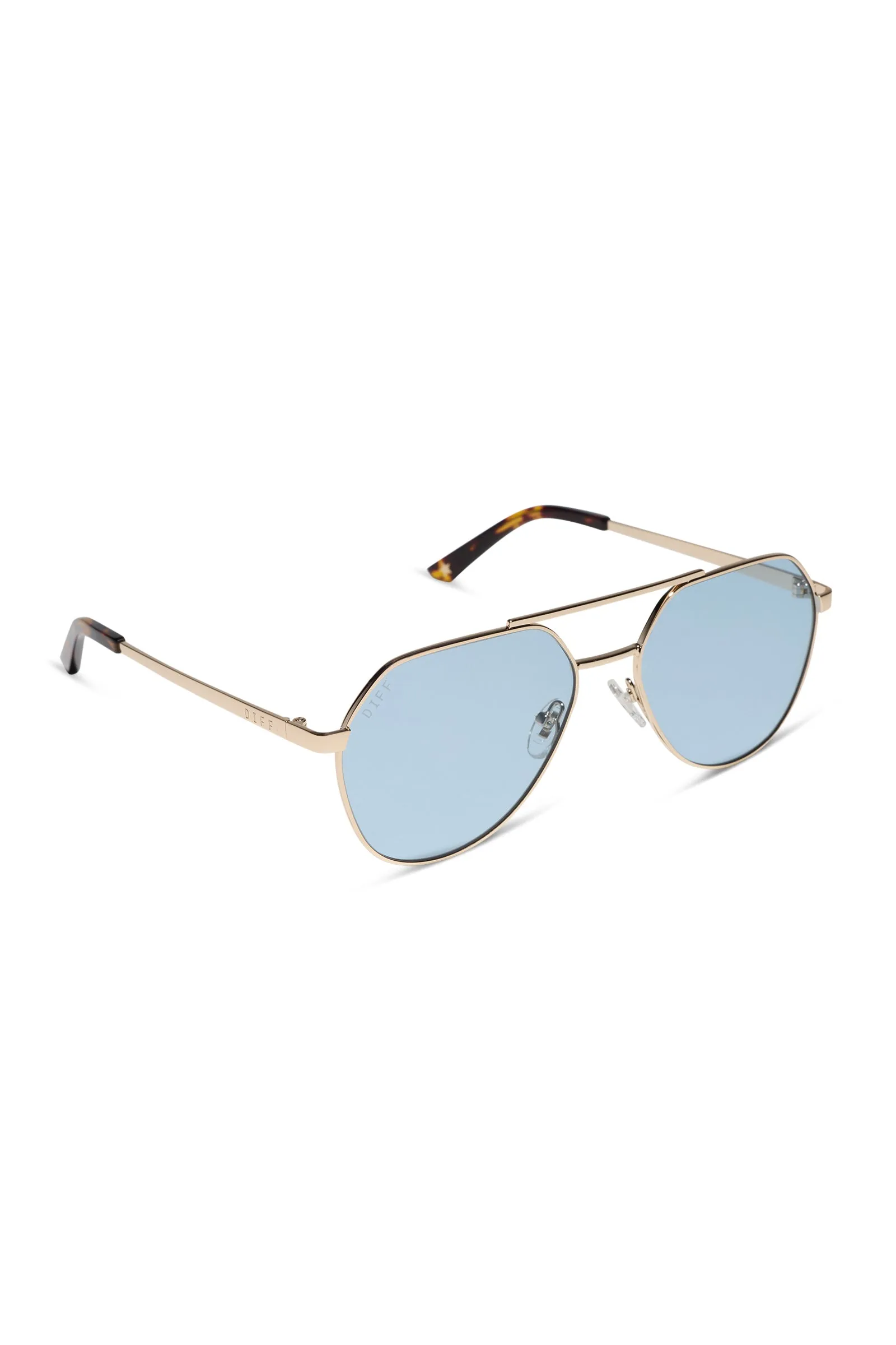 Beach Riot X DIFF Reserve Sunglasses Gold Blue Lense sold by Beach Riot product image thumbnail 3