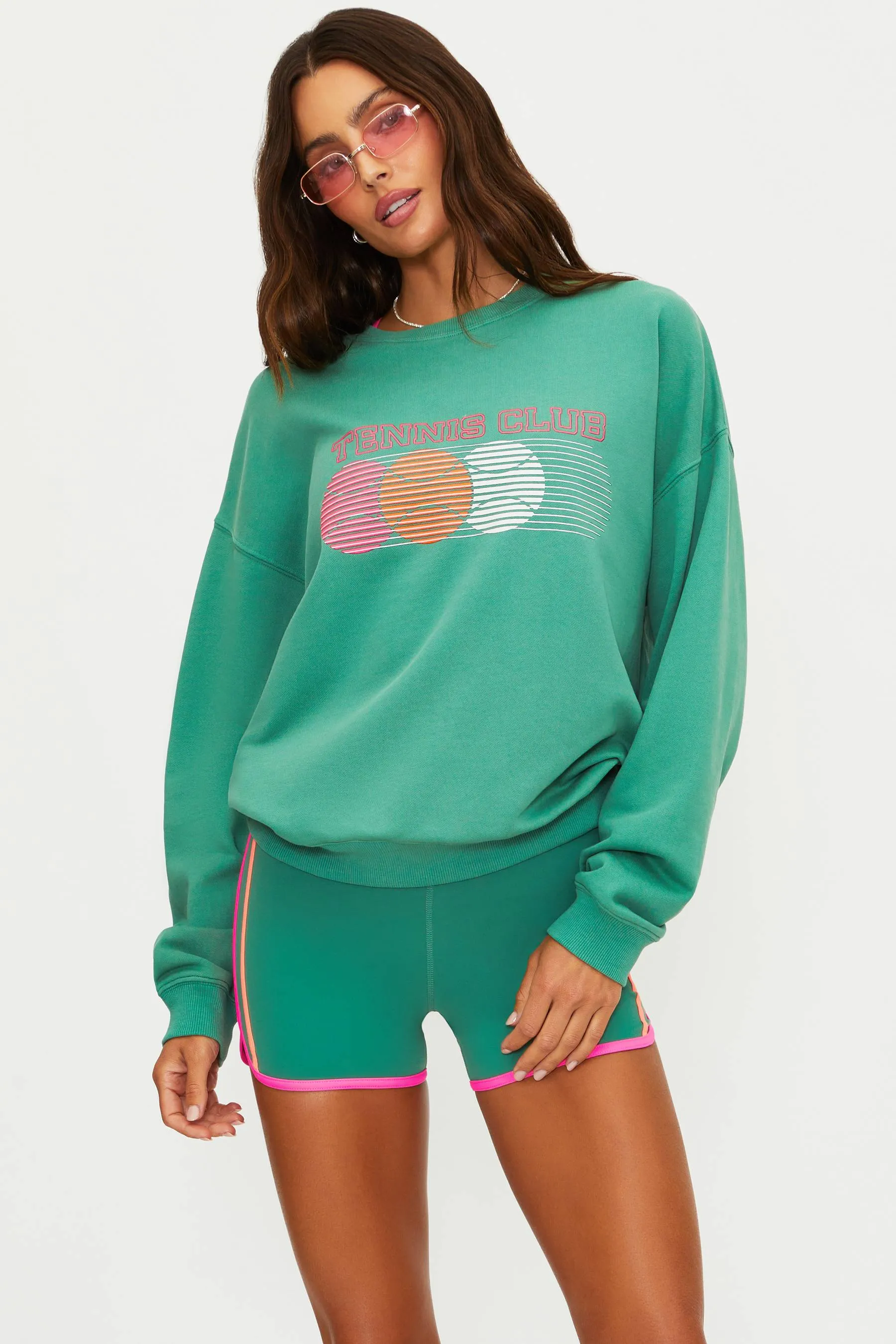 Devyn Oversized Sweatshirt Rally Green Colorblock sold by Beach Riot