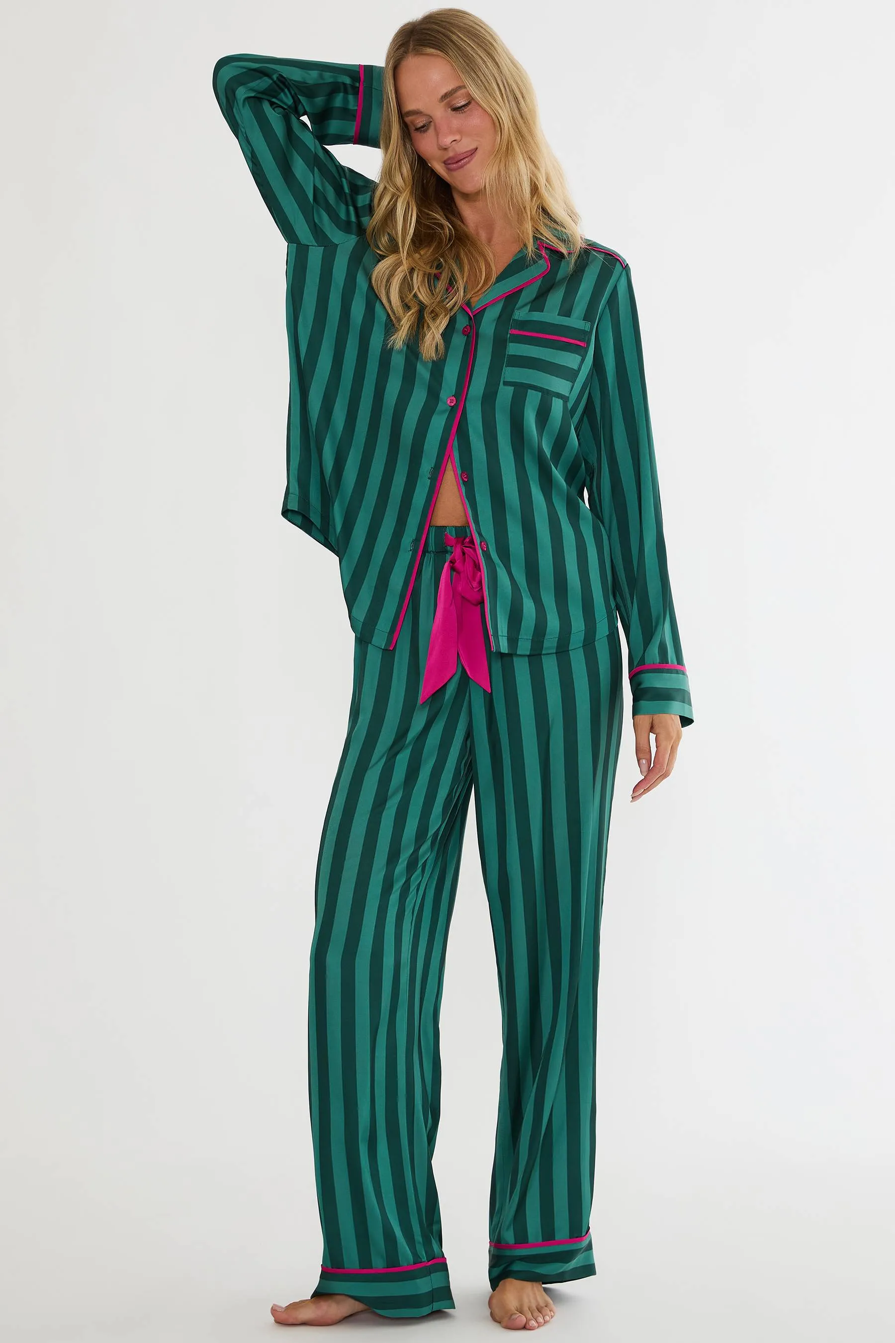 Livy & Connie Pj Set Pine Stripe sold by Beach Riot product image thumbnail 4