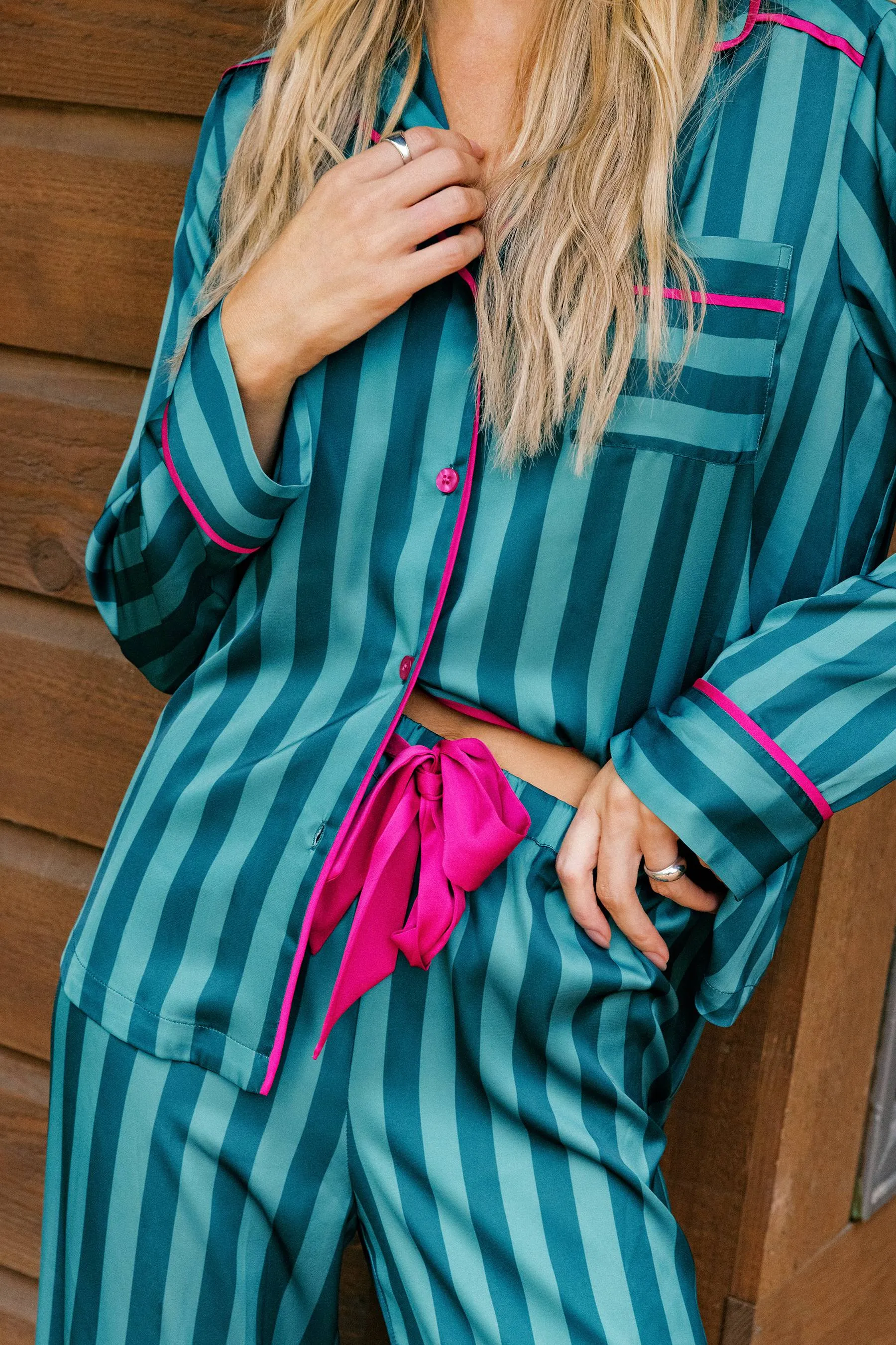 Livy & Connie Pj Set Pine Stripe sold by Beach Riot product image thumbnail 2
