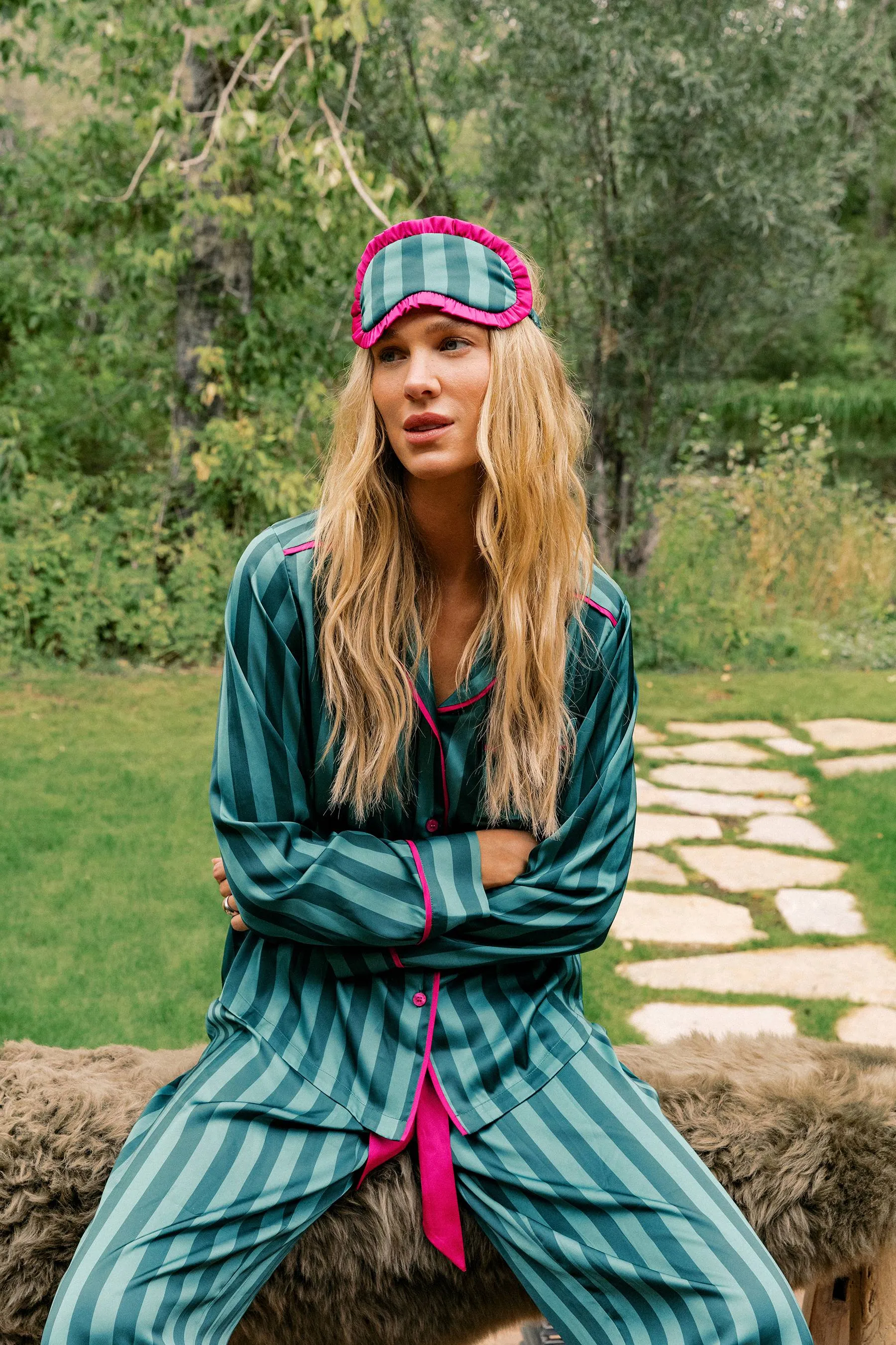 Livy & Connie Pj Set Pine Stripe sold by Beach Riot product image thumbnail 5