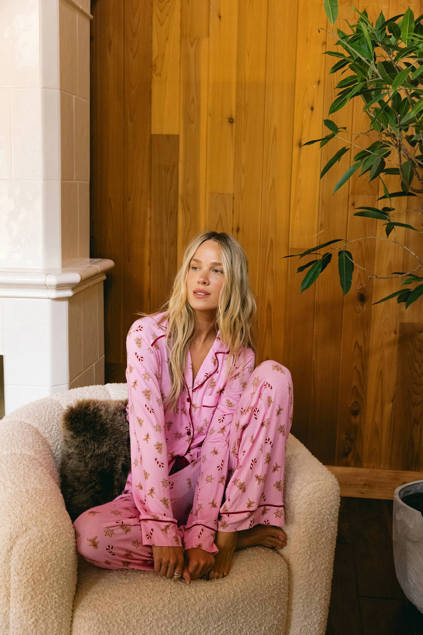 Livy & Connie Pj Set Pink Milk & Cookies sold by Beach Riot product image thumbnail 5