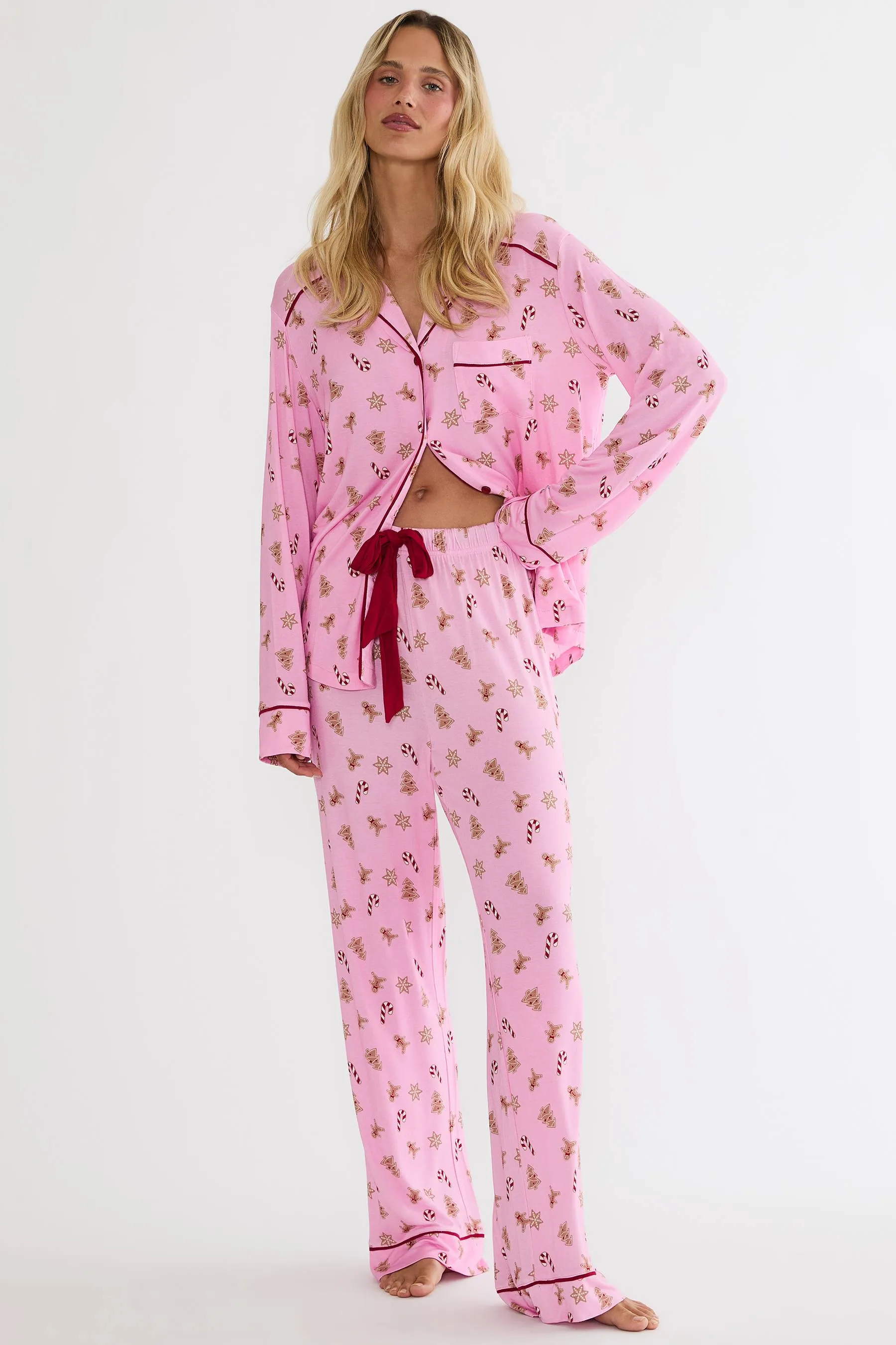 Livy & Connie Pj Set Pink Milk & Cookies sold by Beach Riot product image thumbnail 3