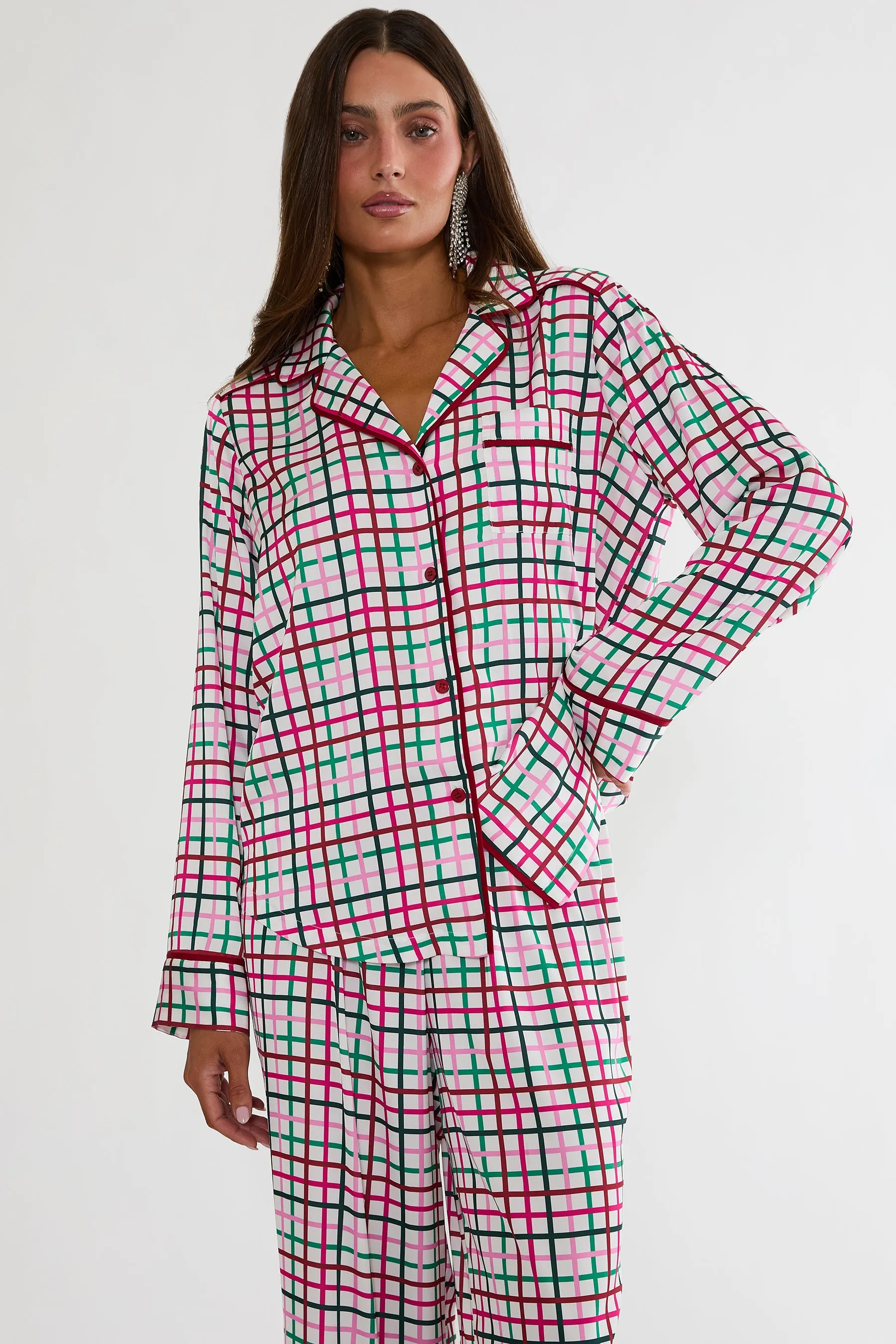 Livy & Connie Pj Set Sprinkle Cookie Plaid sold by Beach Riot product image thumbnail 4