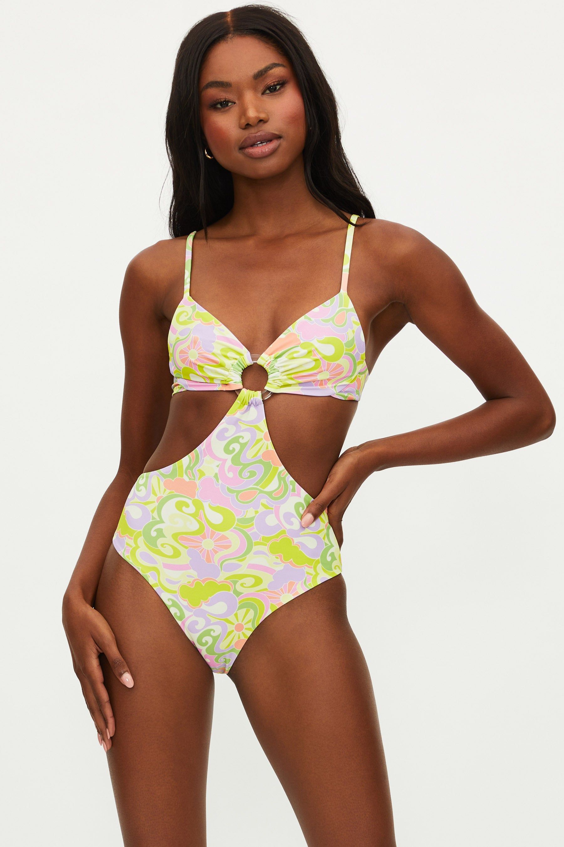Kirsten One Piece Psychedelic Sunshine sold by Beach Riot