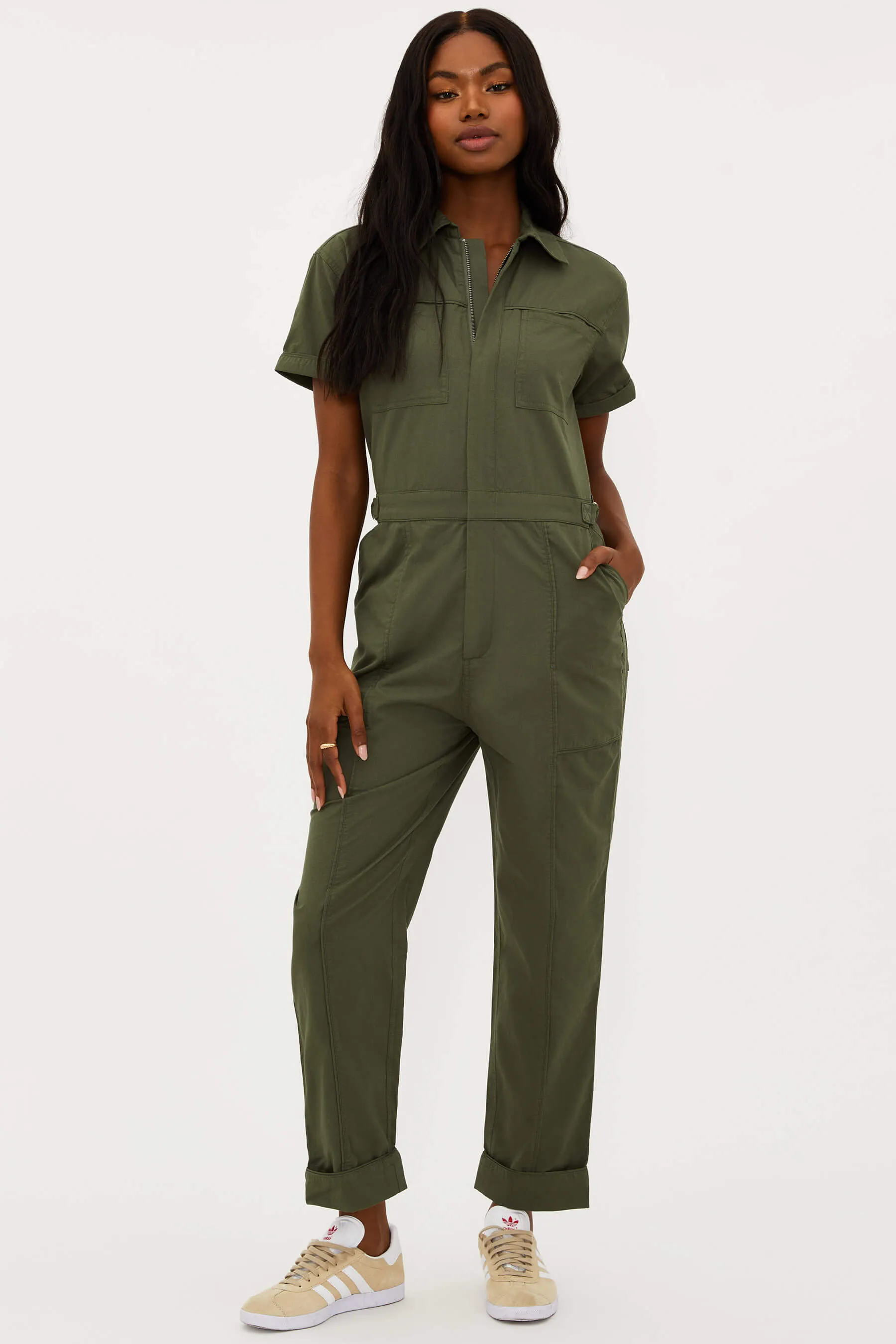 Racetrack Jumpsuit Olive sold by Beach Riot product image thumbnail 4