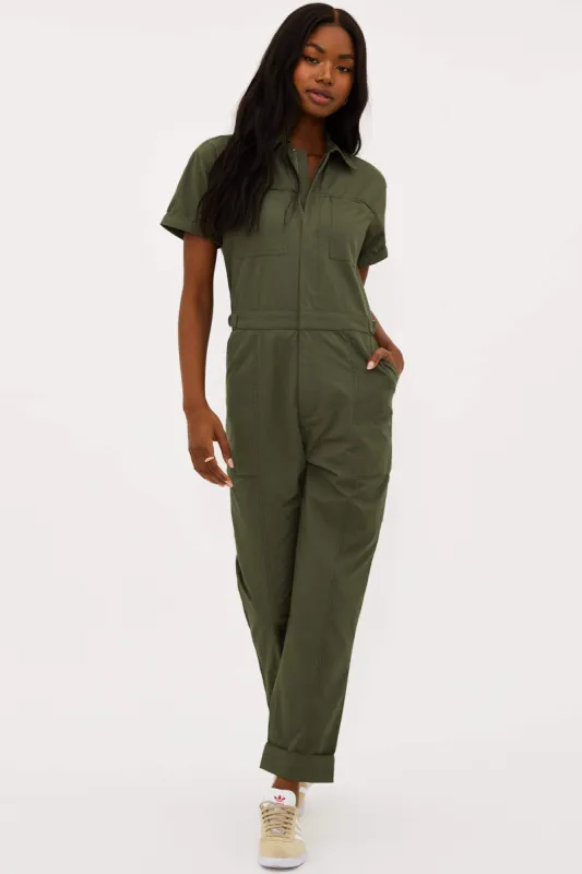 Racetrack Jumpsuit Olive made by Beach Riot