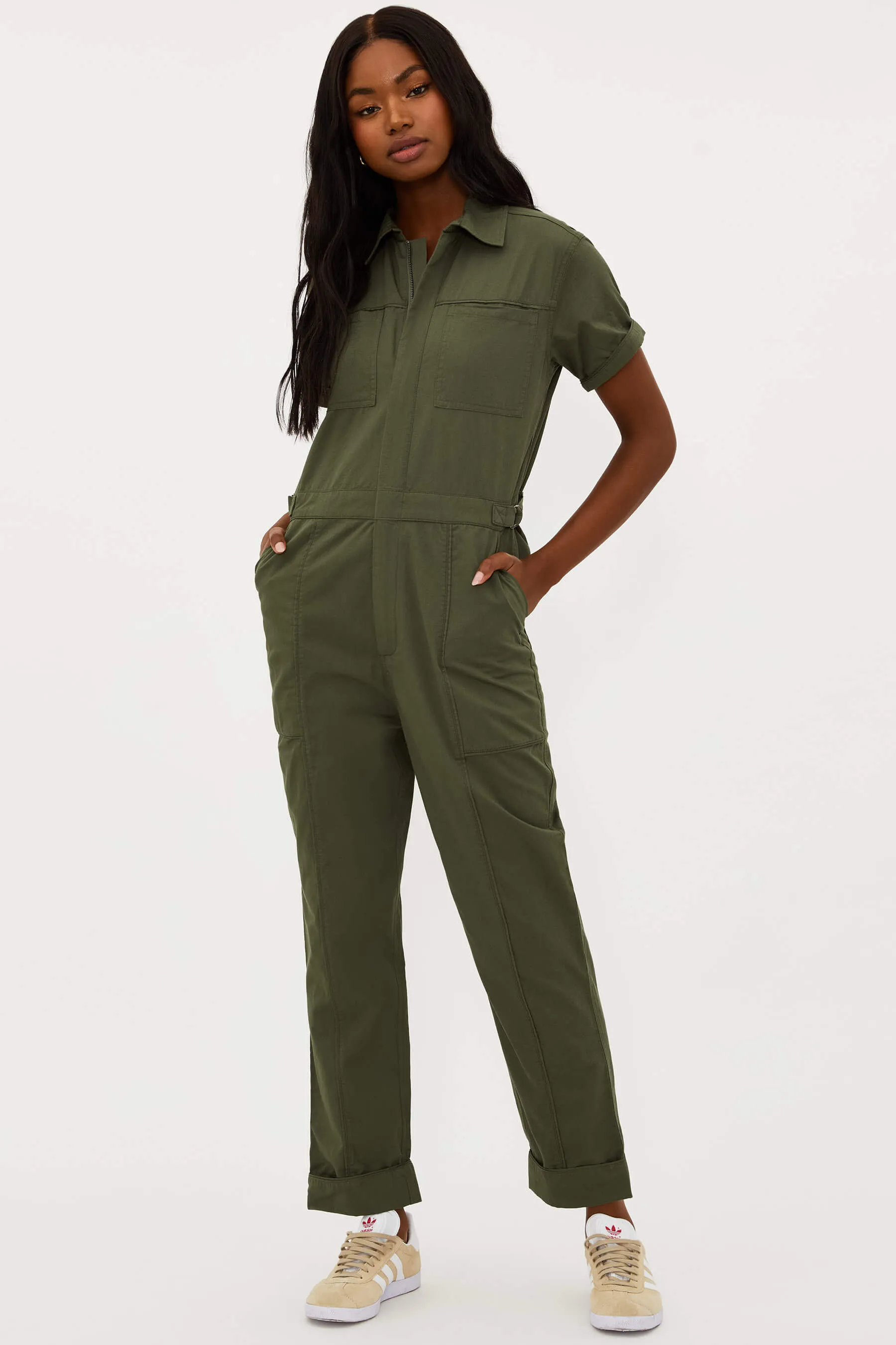 Racetrack Jumpsuit Olive sold by Beach Riot product image thumbnail 3