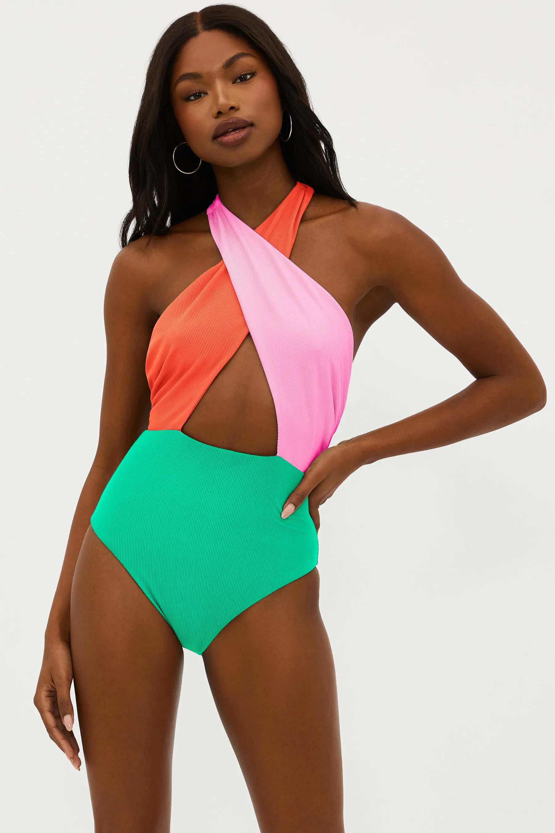 Jessica One Piece Coral Beach Colorblock sold by Beach Riot product image thumbnail 3
