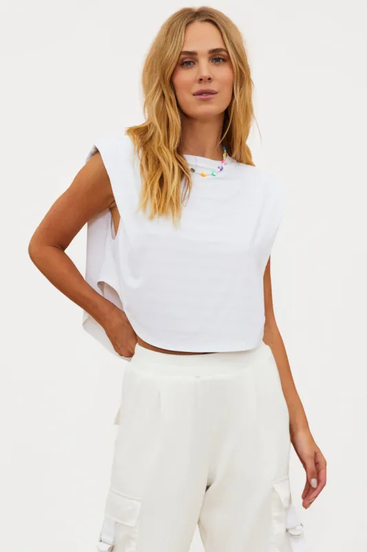 Dunes Muscle Crop Tee White sold by Beach Riot