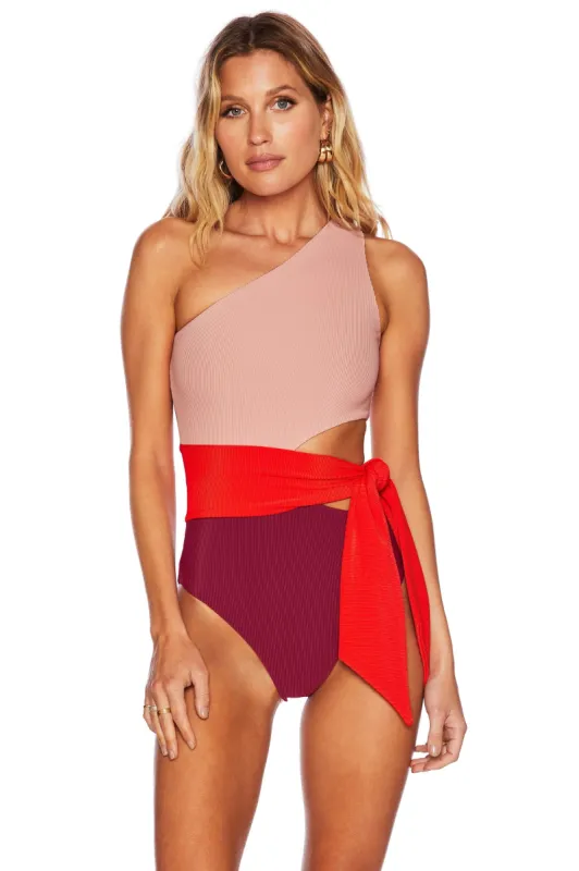 Carlie One Piece Merlot Colorblock sold by Beach Riot