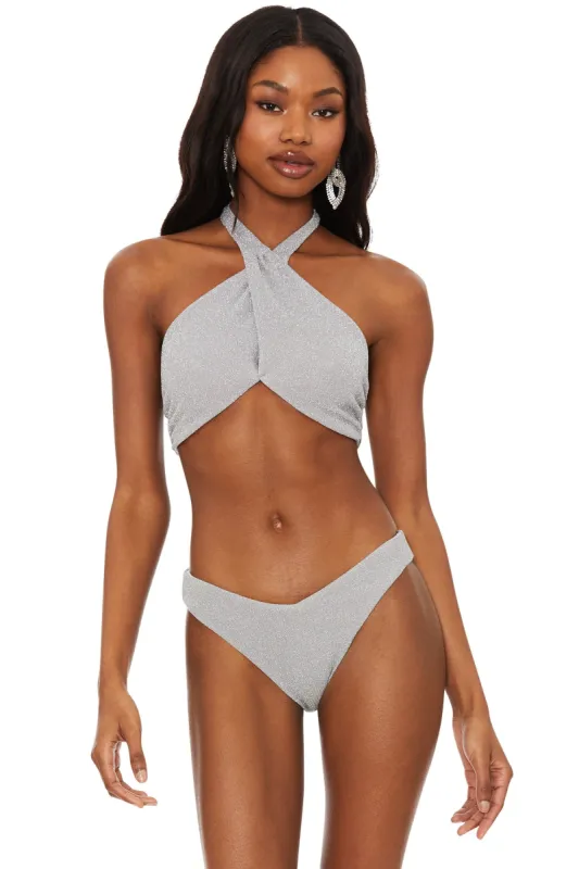 Jessica Top Silver Shine sold by Beach Riot