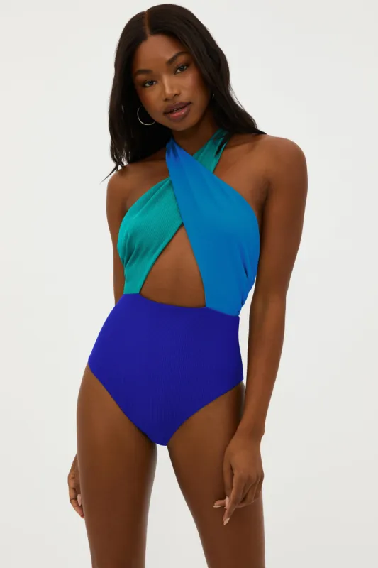 Jessica One Piece Caribbean Sea Colorblock sold by Beach Riot