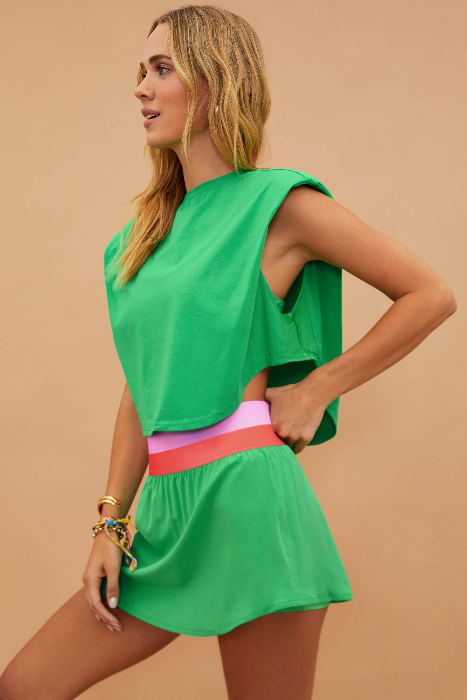 Dunes Muscle Crop Tee Island Green sold by Beach Riot product image thumbnail 3