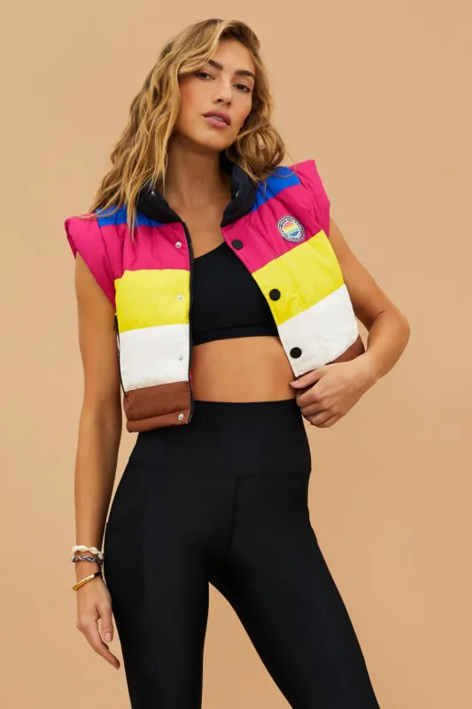 Canyon Puffer Vest Bright Fuchsia Colorblock sold by Beach Riot