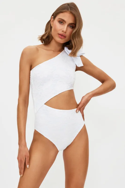 Selena One Piece White Lace sold by Beach Riot