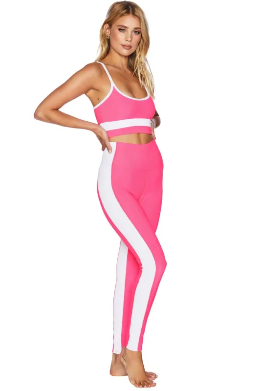 Colorblock Legging Neon Pink & White sold by Beach Riot