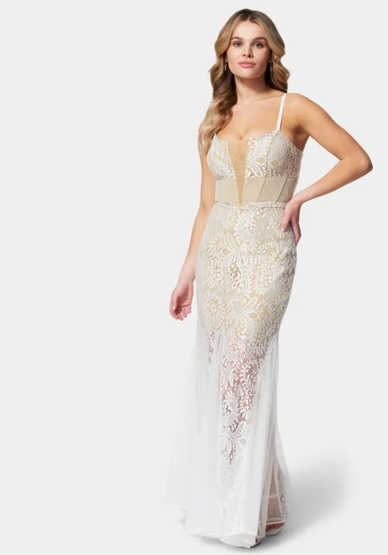 Lace Corset Mermaid Gown sold by Bebe