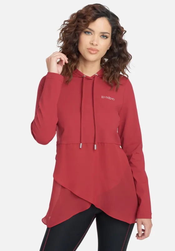 Bebe Logo Knit and Chiffon Top sold by Bebe