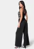 Embroidered Lace Trim Knit Crepe Palazzo Jumpsuit sold by Bebe