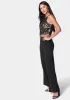Embroidered Lace Trim Knit Crepe Palazzo Jumpsuit sold by Bebe