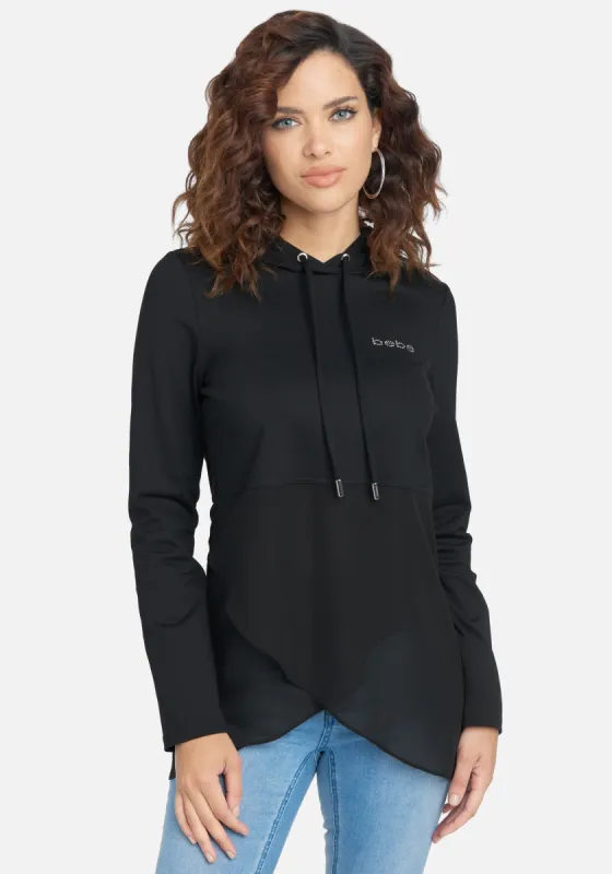 Bebe Logo Knit and Chiffon Top sold by Bebe