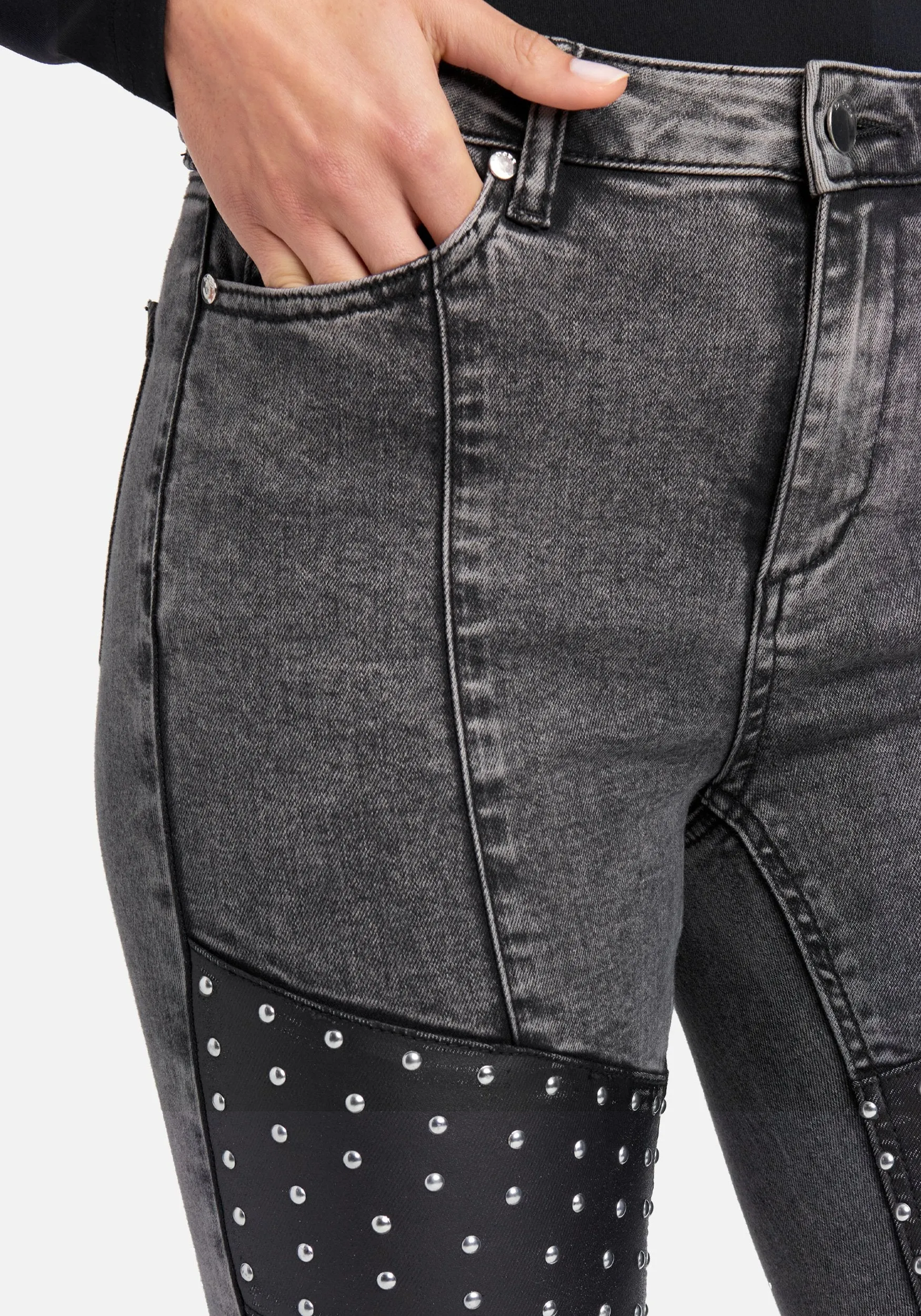 Acid Wash Stud Detail Skinny Jeans sold by Bebe product image thumbnail 4