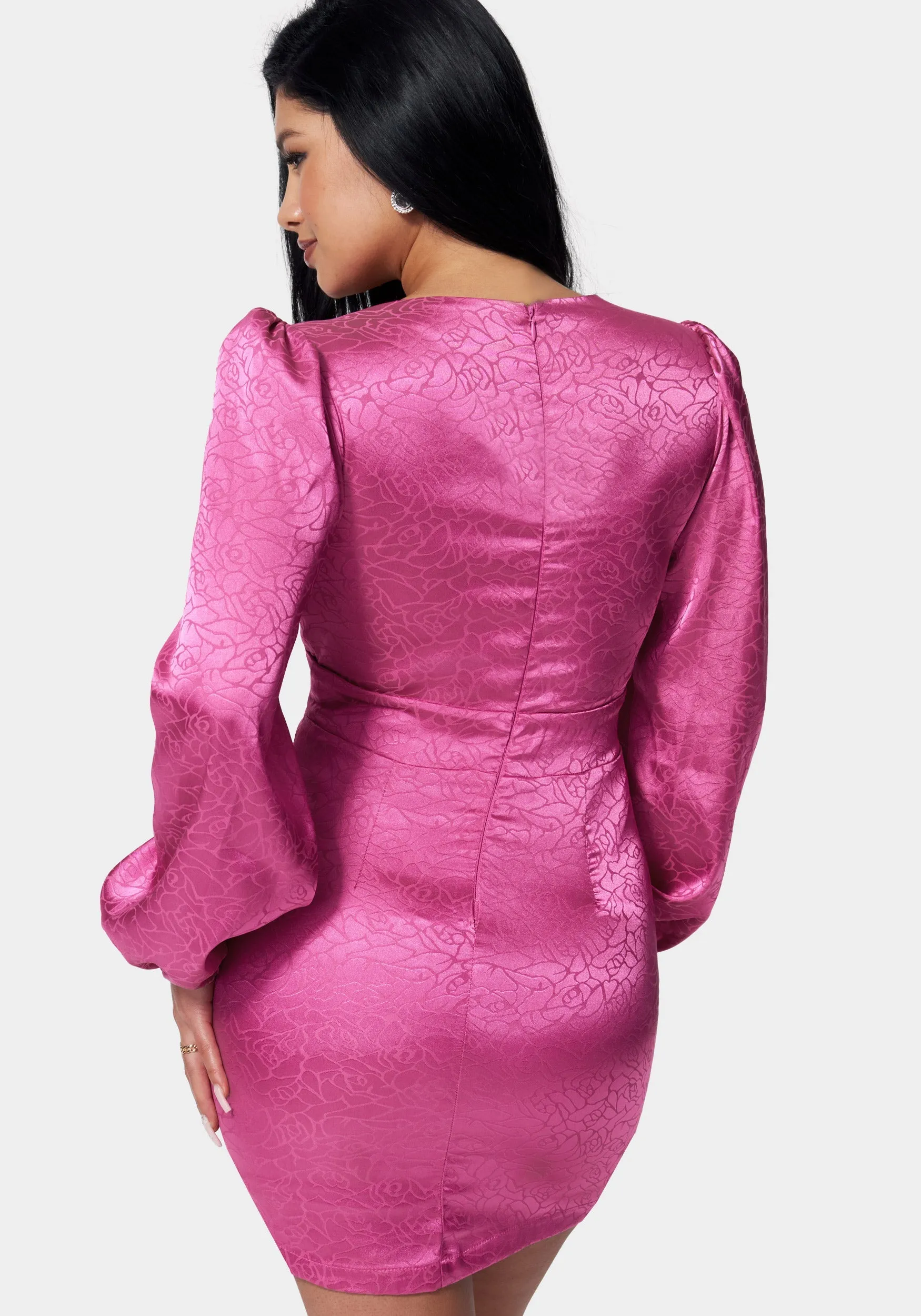 Satin Button Up Jacquard Mini Dress sold by Bebe product image thumbnail 3