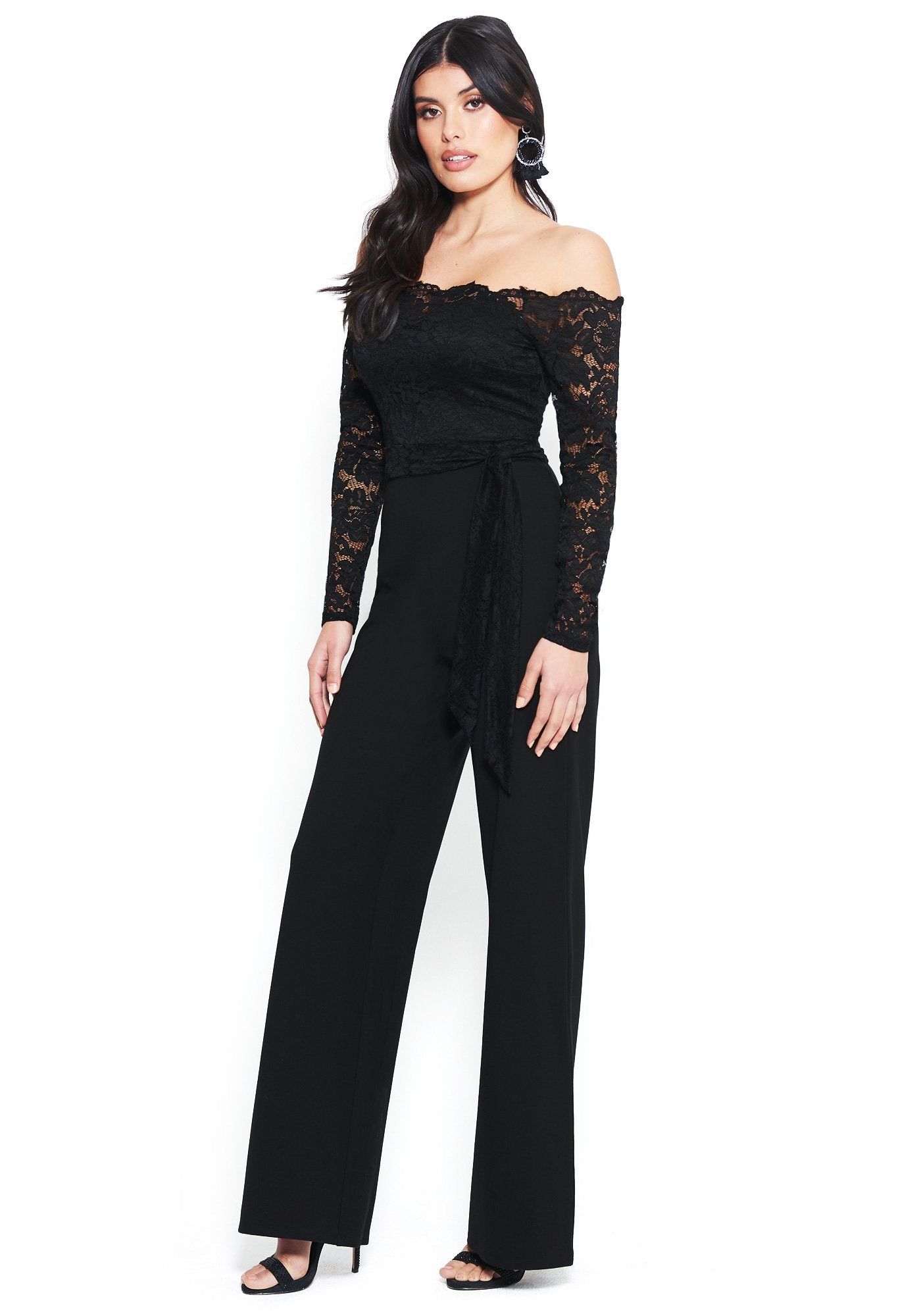 Lace Off Shoulder Jumpsuit sold by Bebe product image thumbnail 2