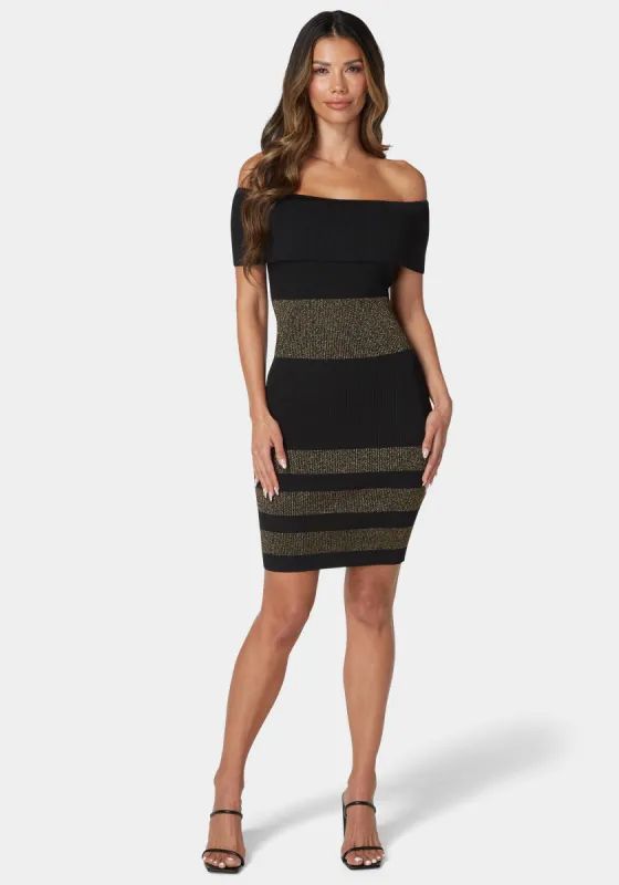 Off Shoulder Bandage Midi Dress sold by Bebe