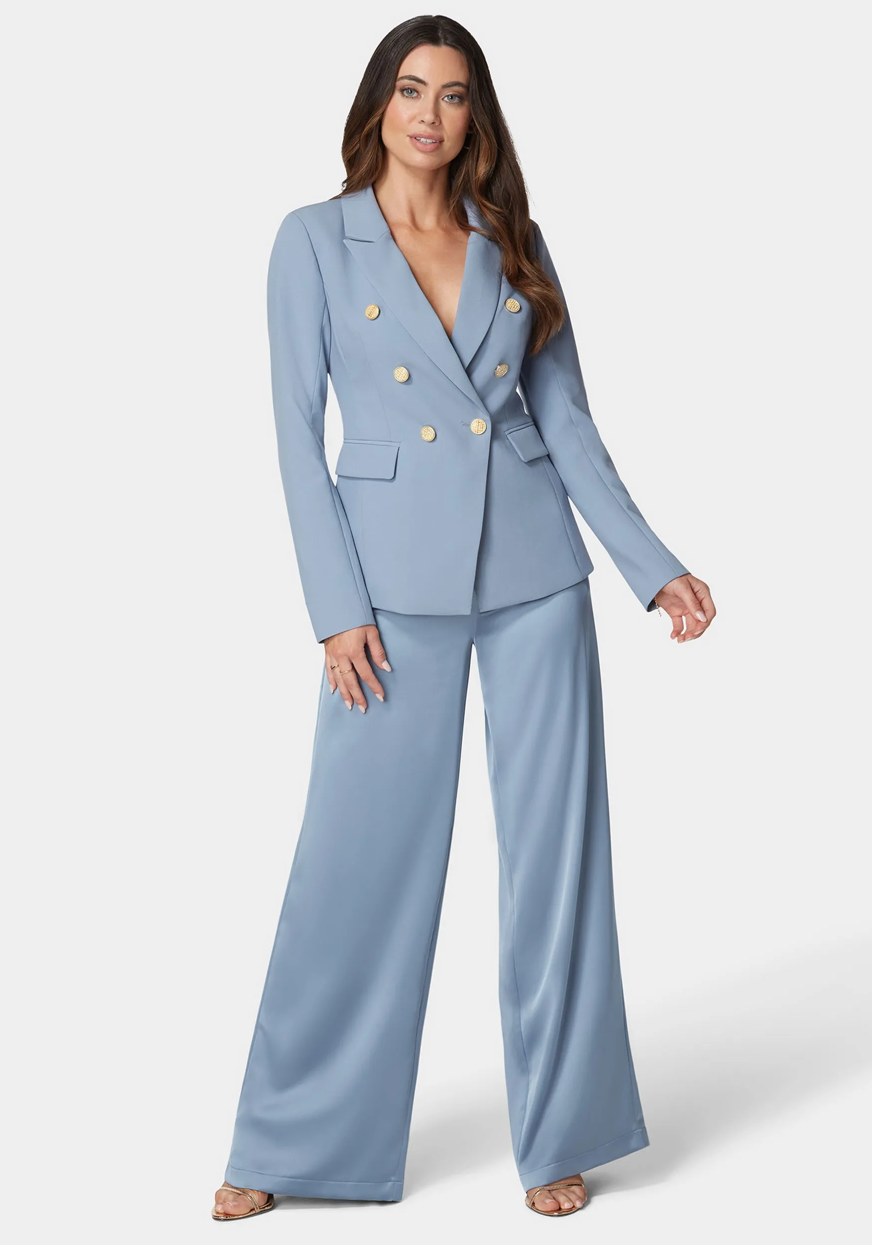 High Waist Ultra Wide Leg Satin Pant sold by Bebe