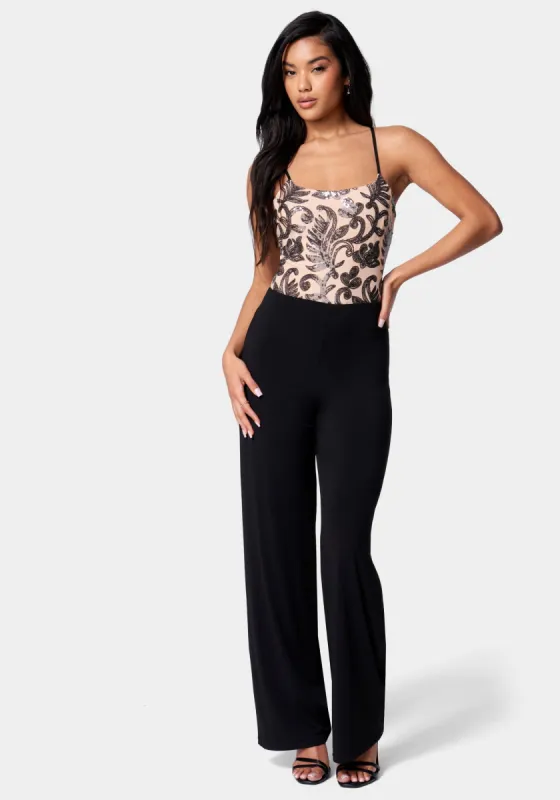 Sparkle Mesh Jumpsuit sold by Bebe