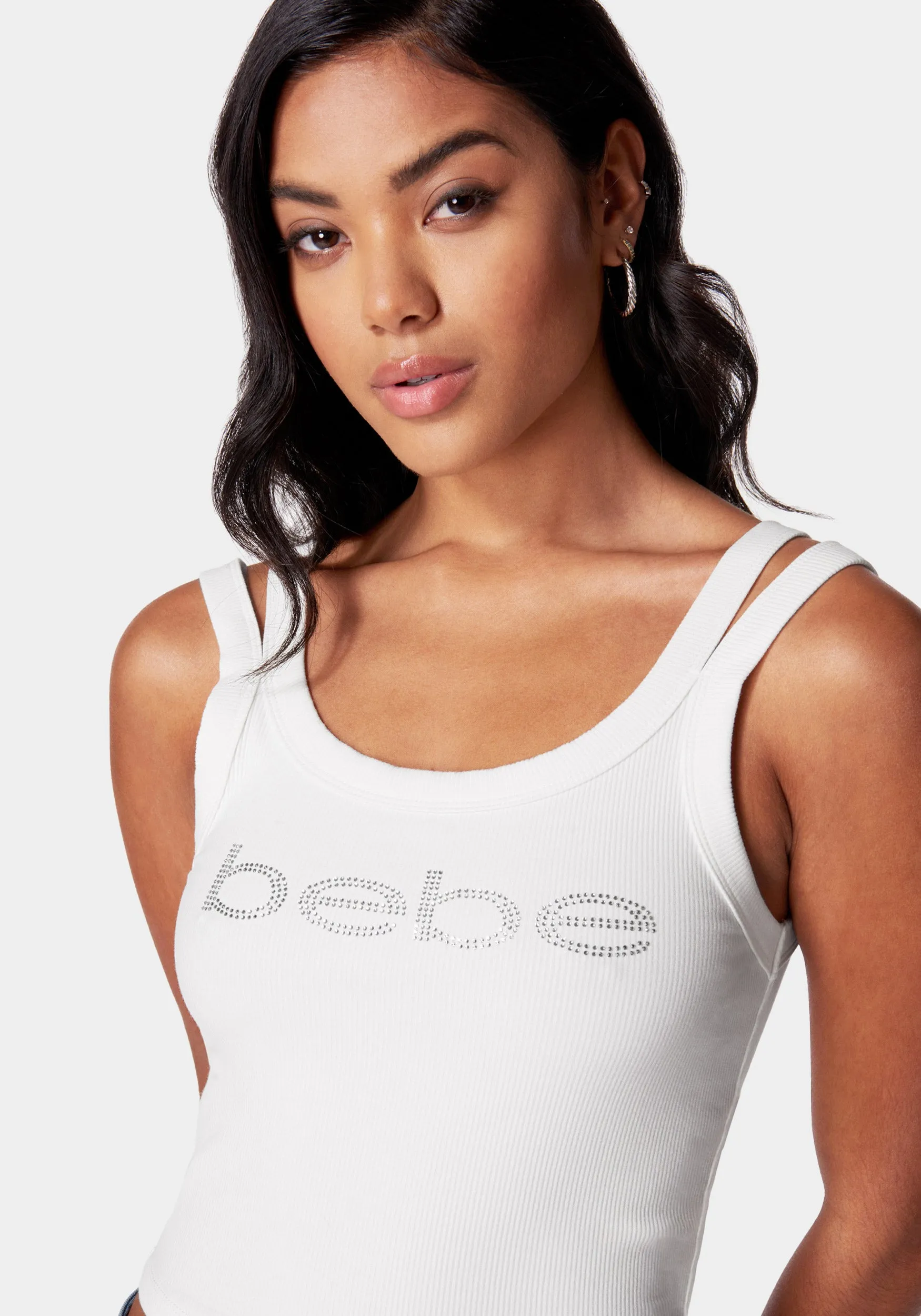 Bebe Logo Cropped Rib Top sold by Bebe product image thumbnail 4
