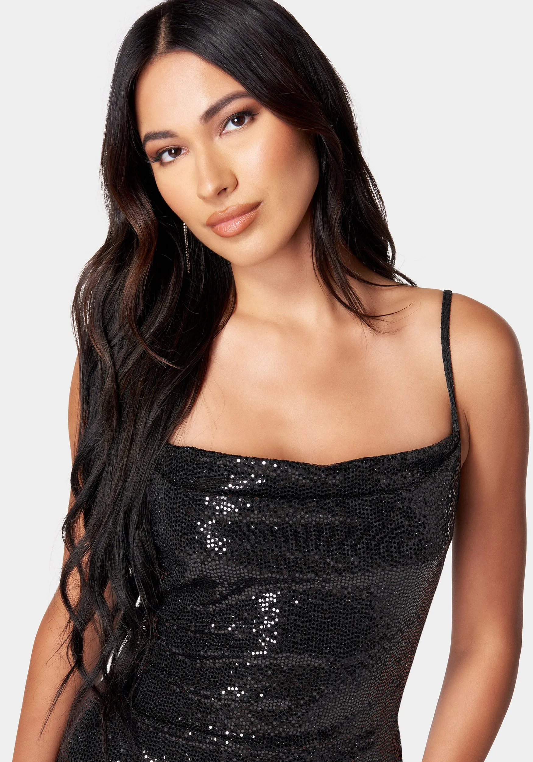 Cowl Sequin Mini Dress sold by Bebe product image thumbnail 4
