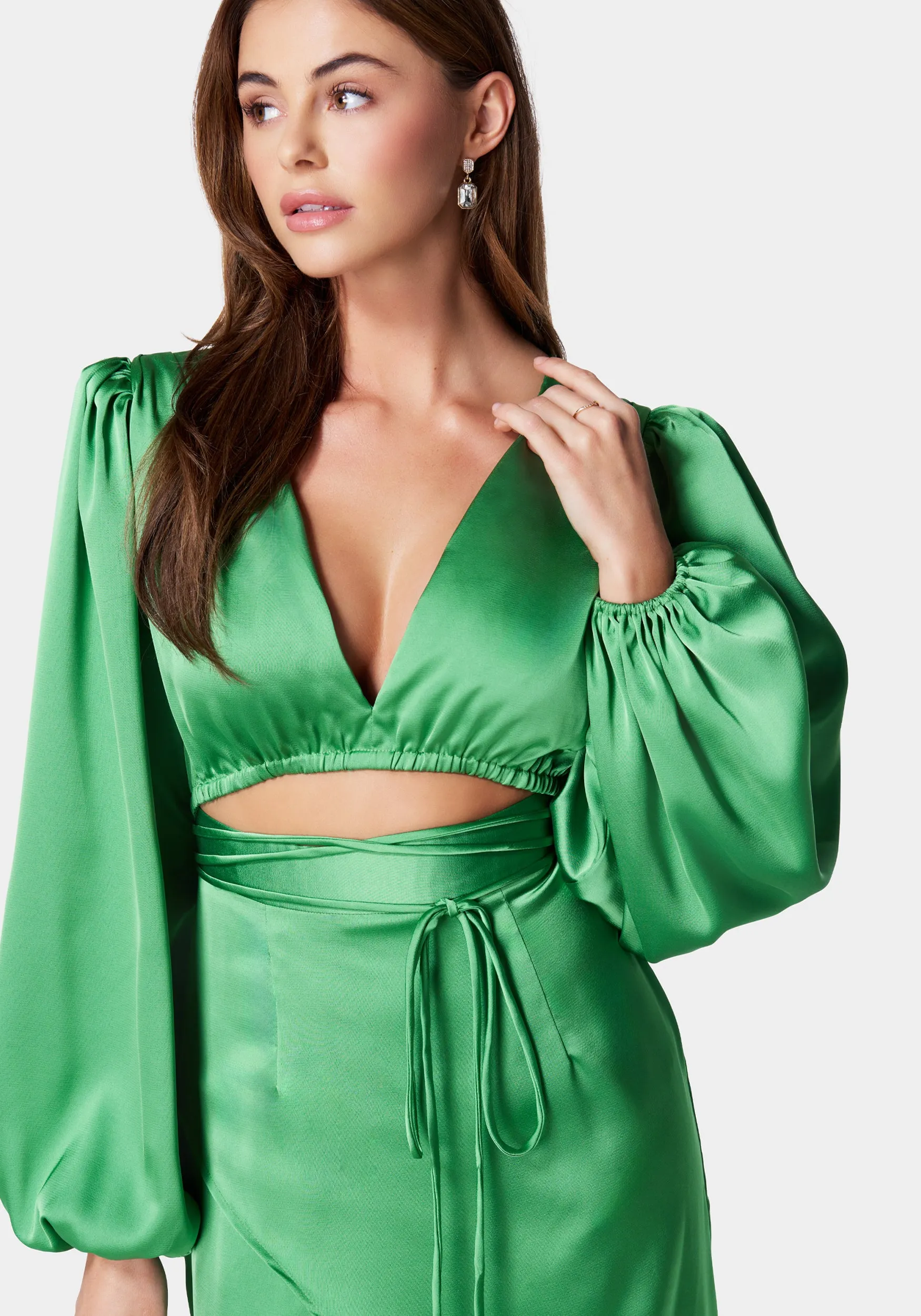 Plunge Neck Tie Front Cutout Dress sold by Bebe product image thumbnail 4