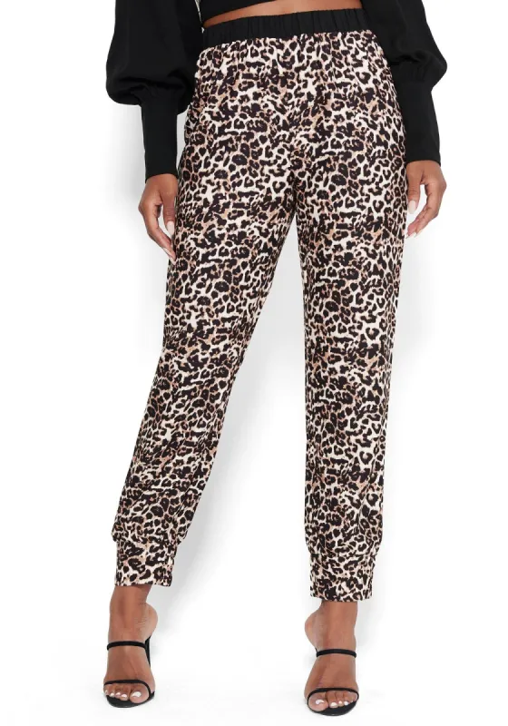 Leopard Crepe Jogger Pants sold by Bebe