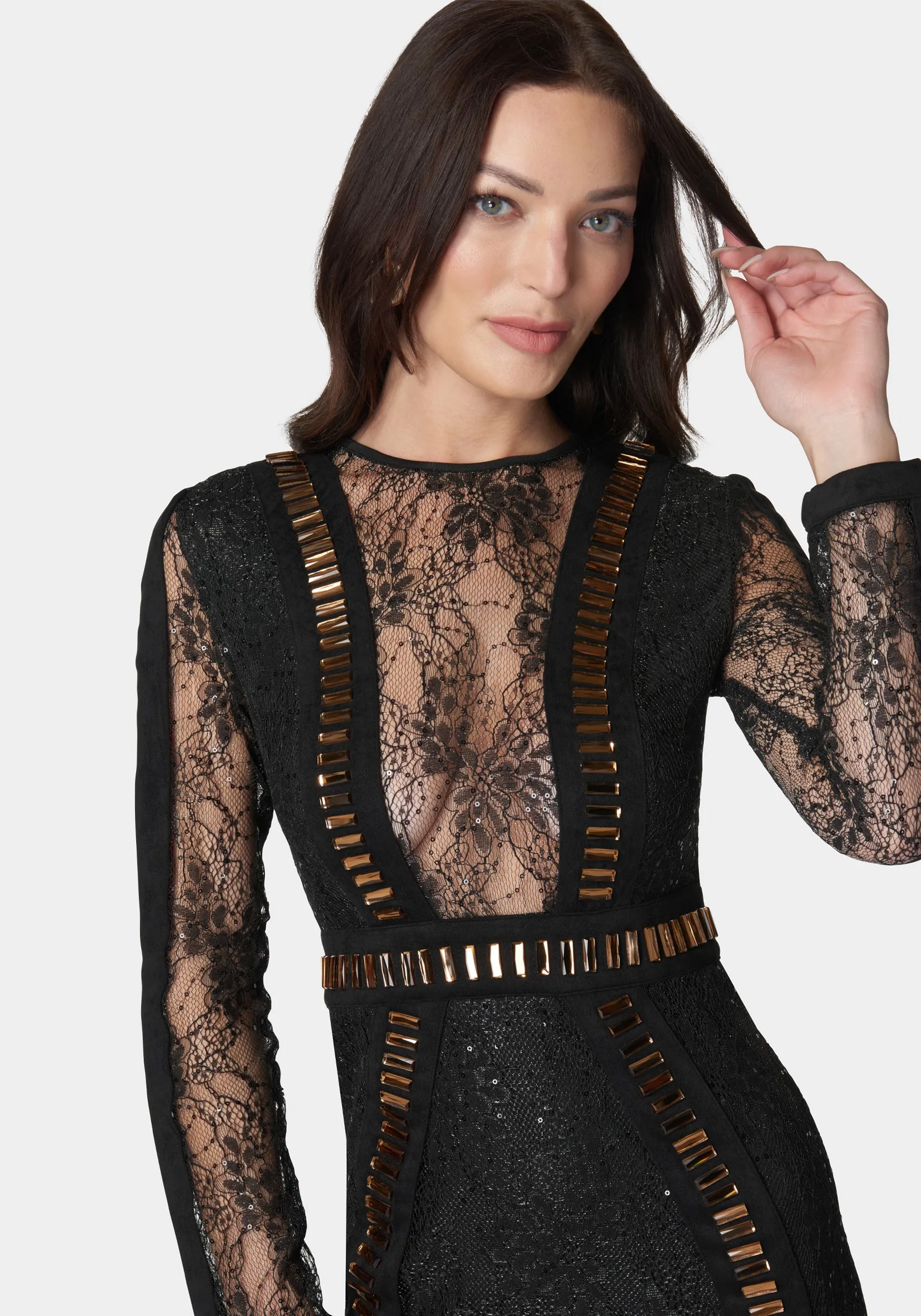 Sequin Lace Corset Dress sold by Bebe product image thumbnail 4