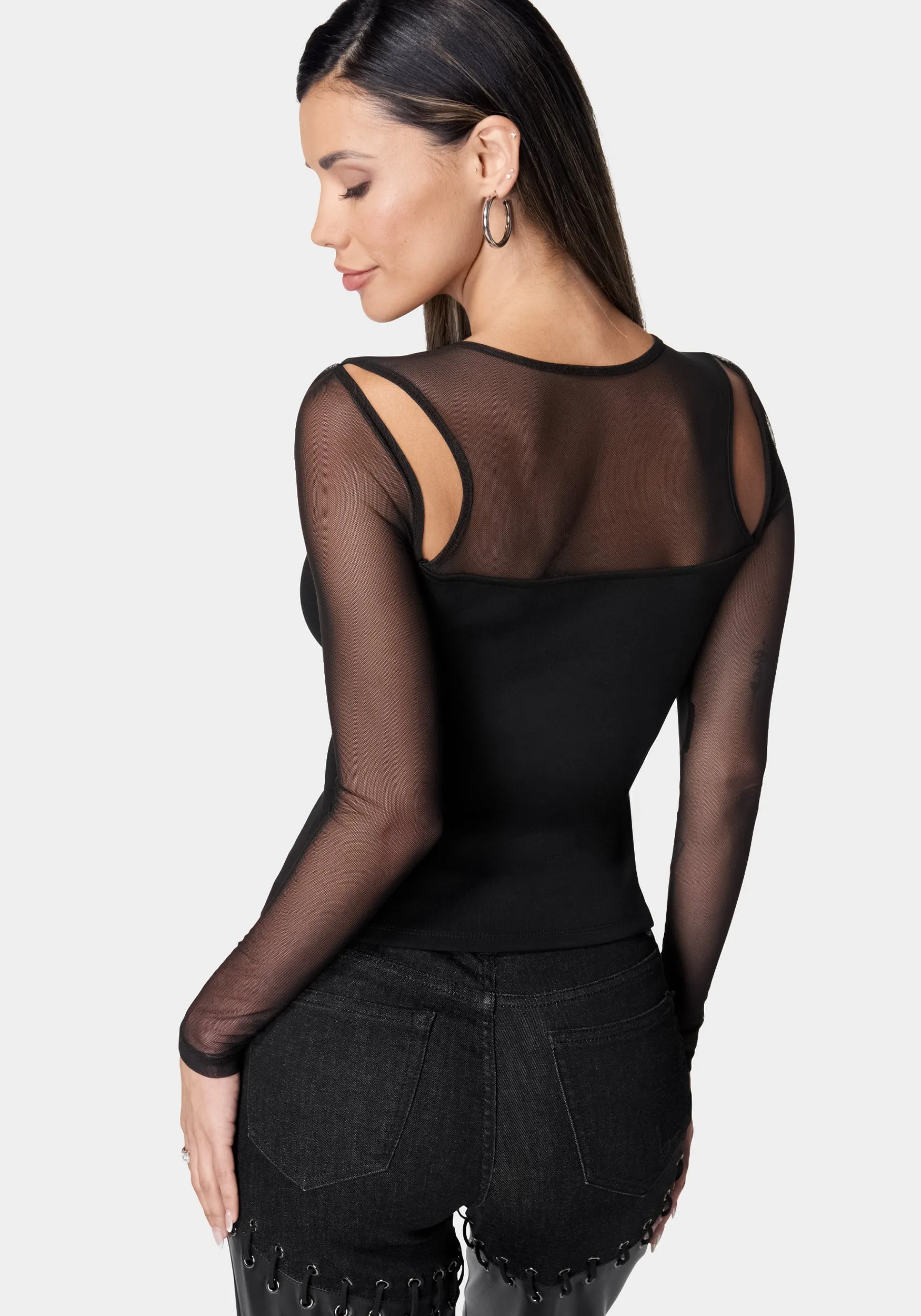 Mesh Illusion Knit Top sold by Bebe product image thumbnail 3
