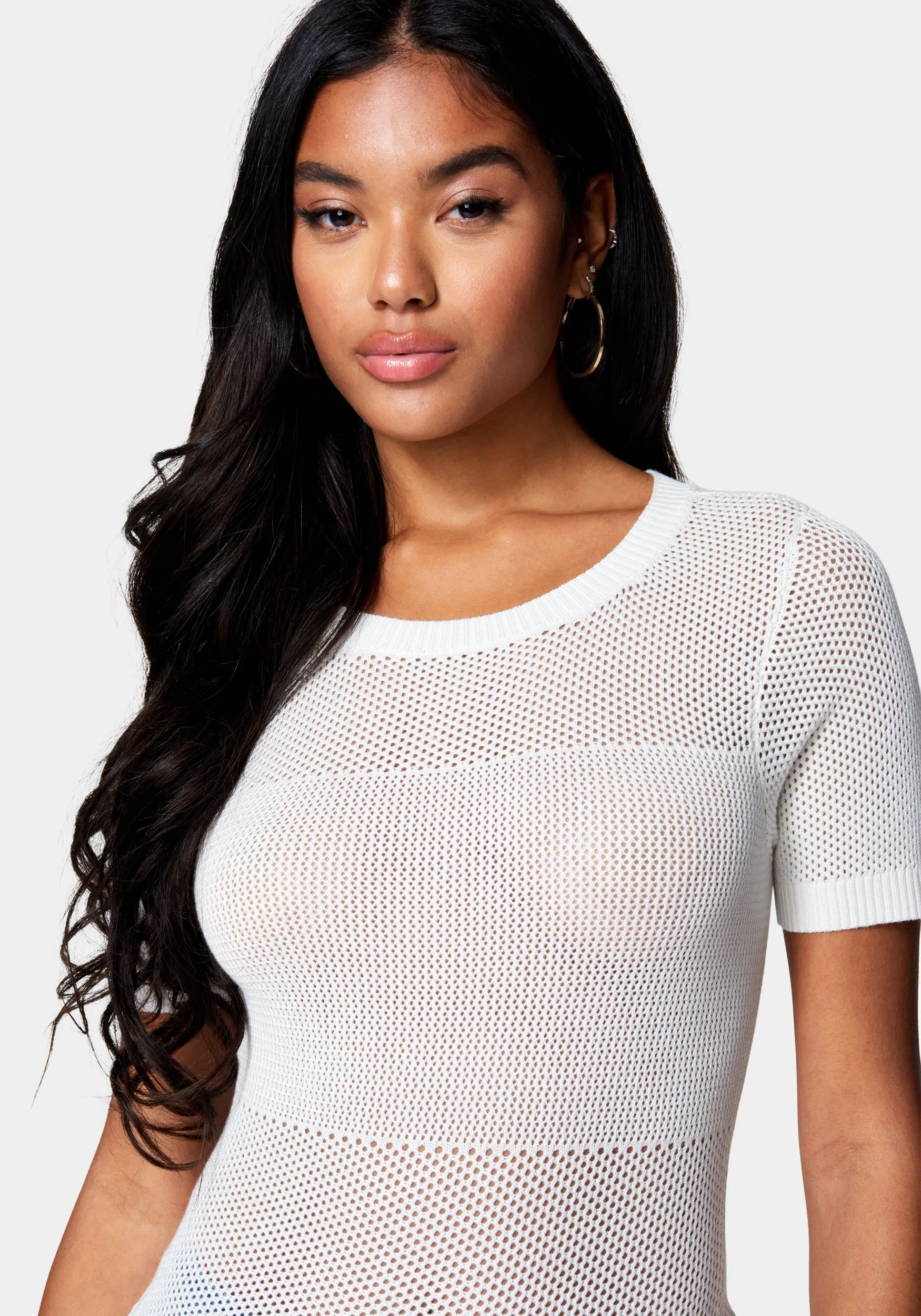 Open Knit Short Sleeve Sweater sold by Bebe product image thumbnail 4