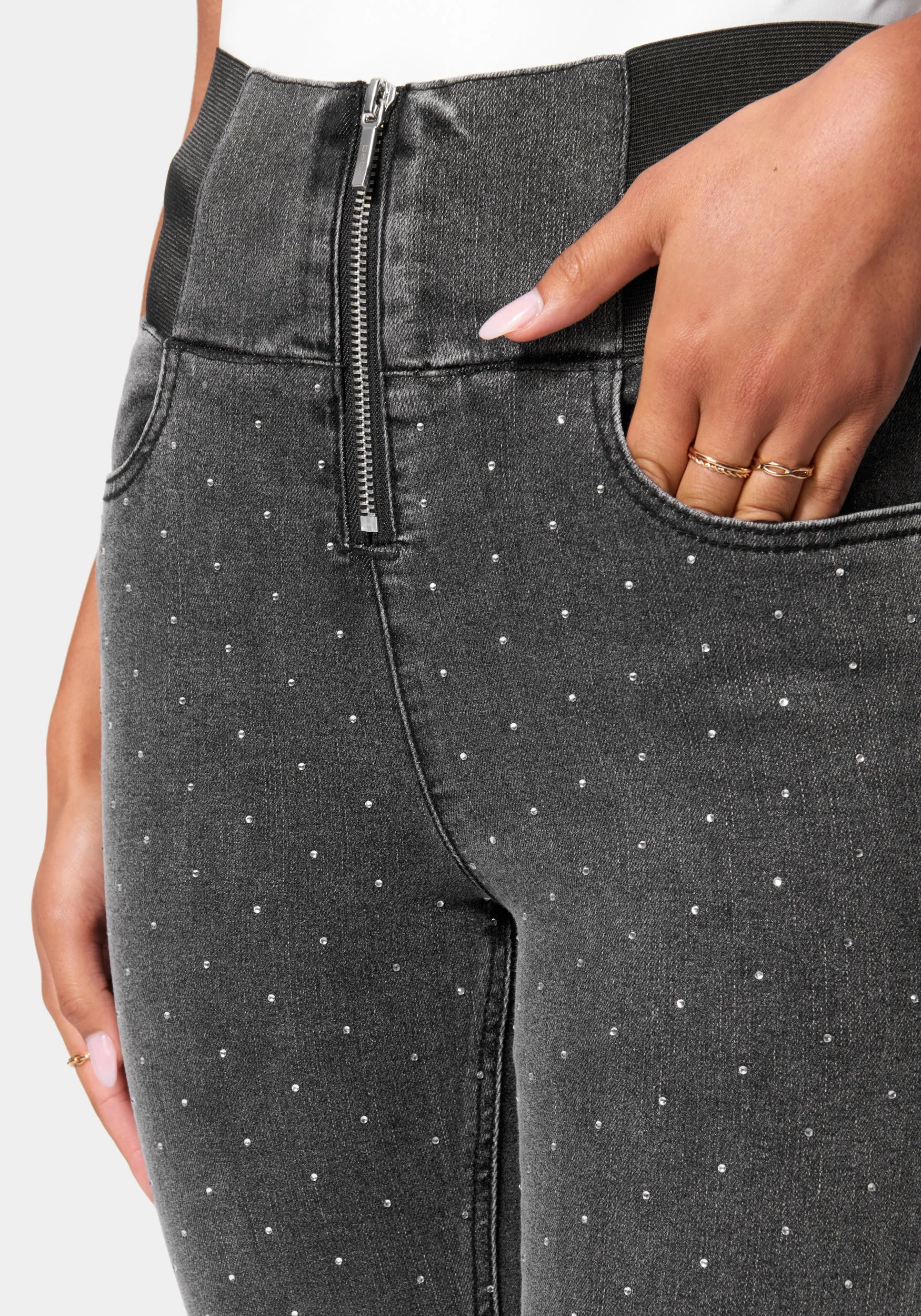 Embellished Elastic Waist Skinny Jean sold by Bebe product image thumbnail 2