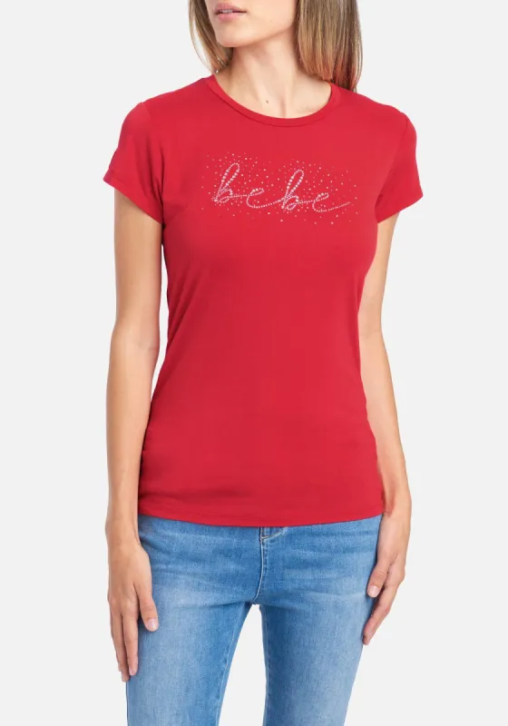 Bebe Logo Rhinestone Stud Cursive Tee sold by Bebe
