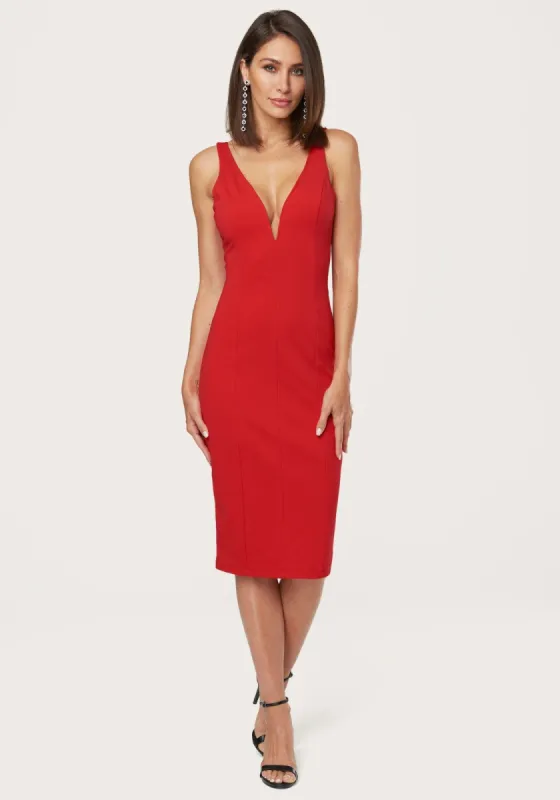 Knit V-Neck Midi Dress sold by Bebe