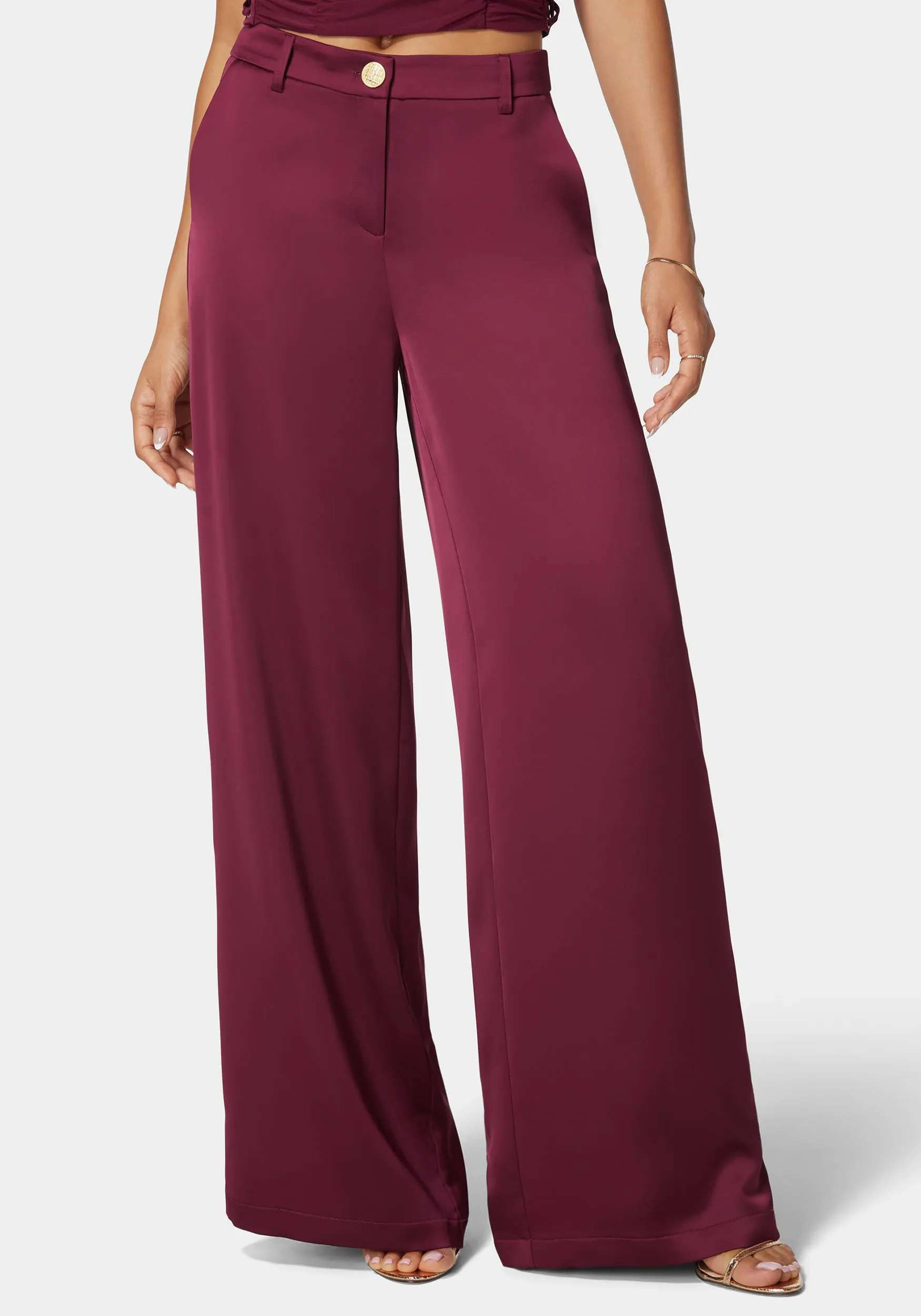 High Waist Ultra Wide Leg Satin Pant sold by Bebe product image thumbnail 2