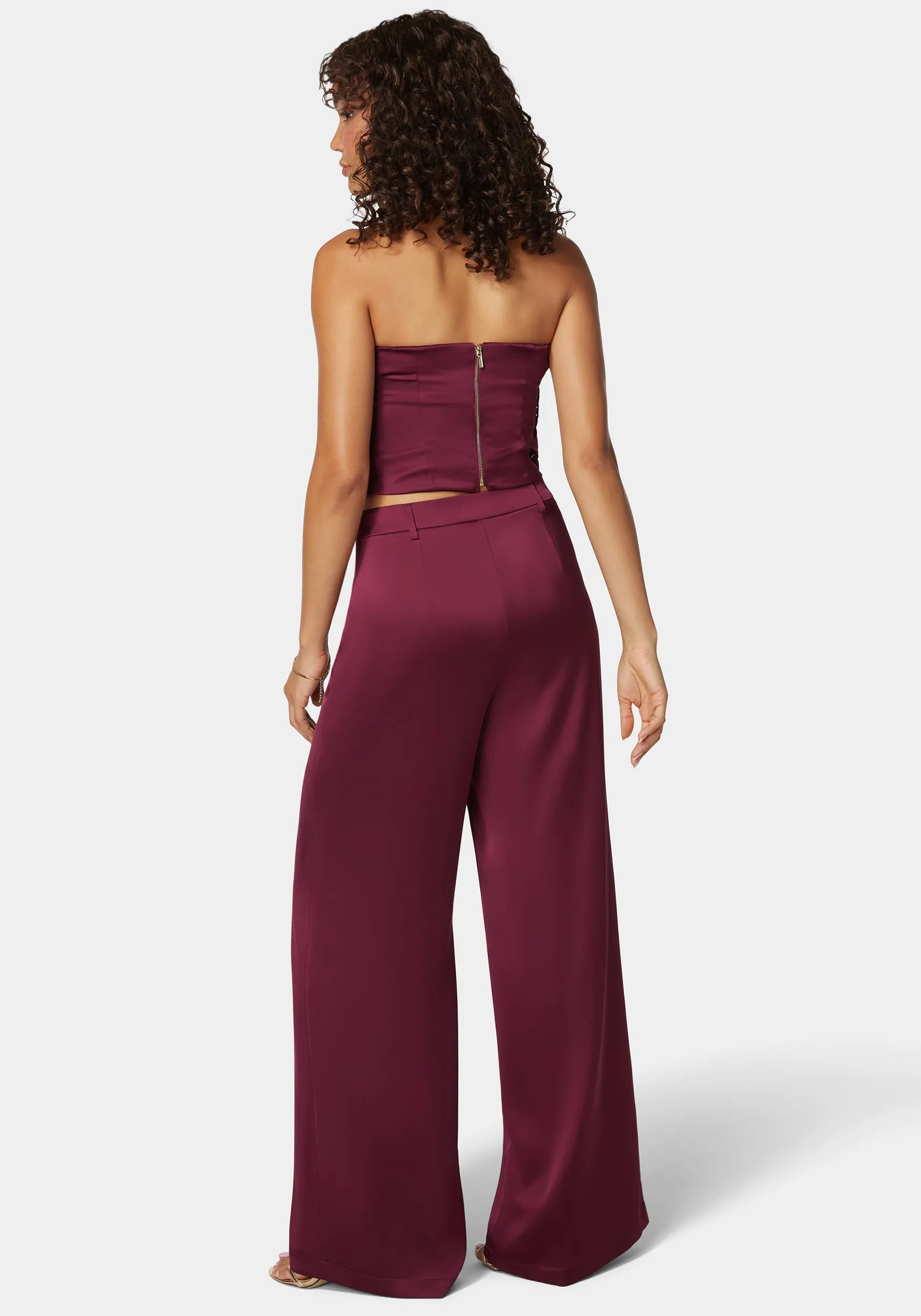High Waist Ultra Wide Leg Satin Pant sold by Bebe product image thumbnail 3