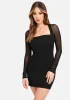 Square Neck Mesh Sleeve Dress sold by Bebe