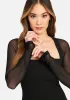 Square Neck Mesh Sleeve Dress sold by Bebe