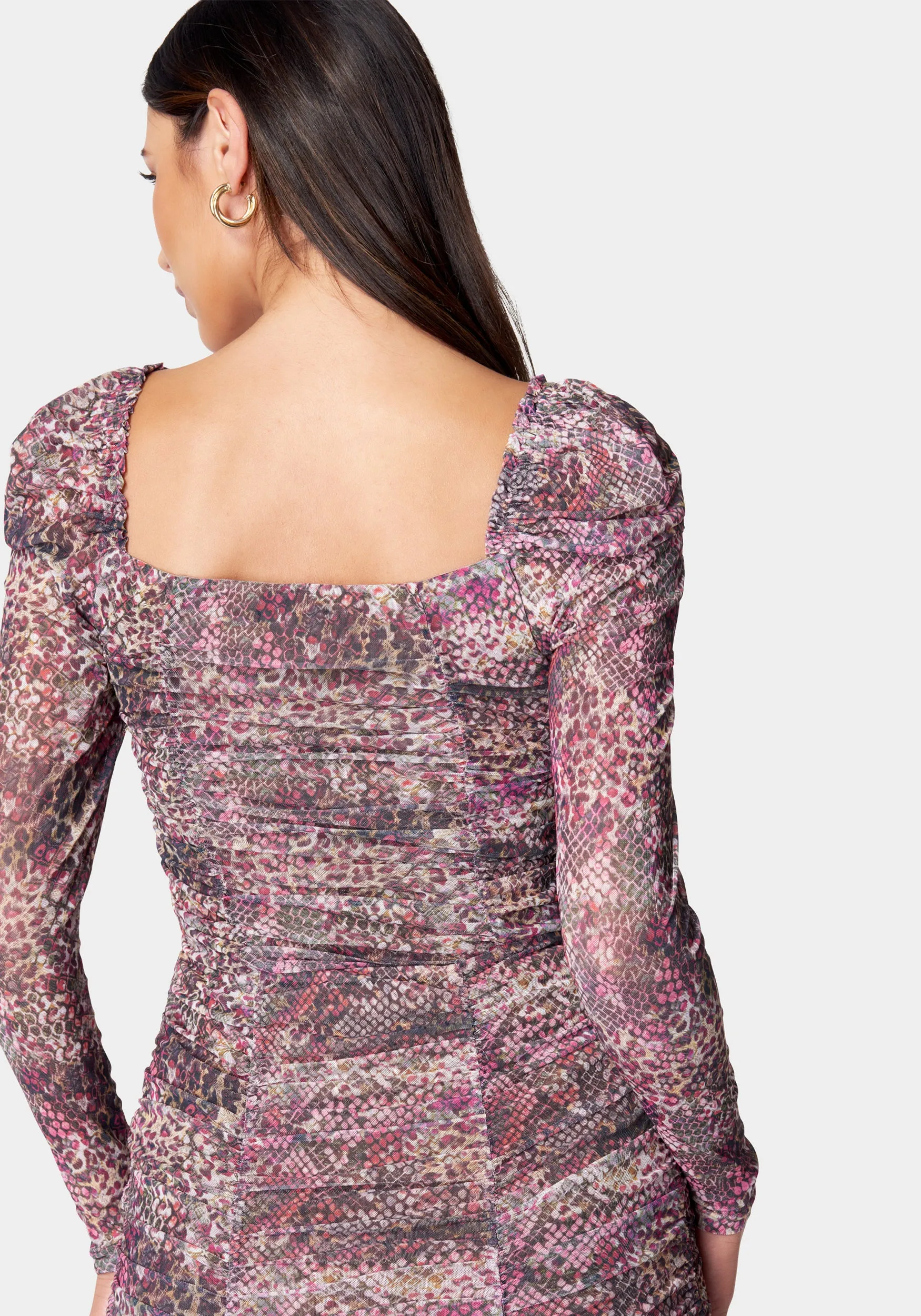 Ruched Mesh Puff Sleeve Bodysuit sold by Bebe product image thumbnail 4